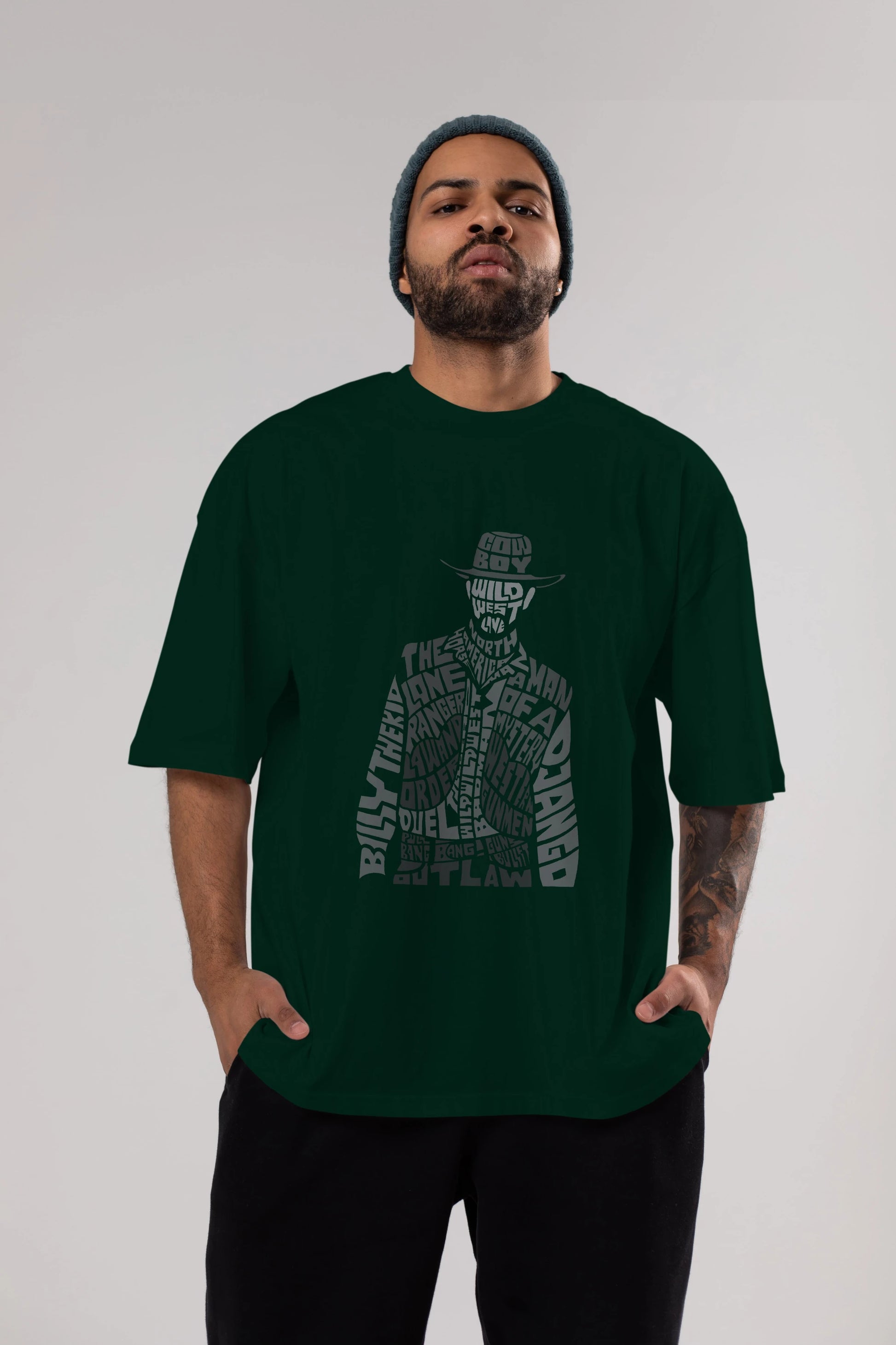Cowboy Ön Baskılı Oversize t-shirt %100 pamuk Erkek Kadın Unisex