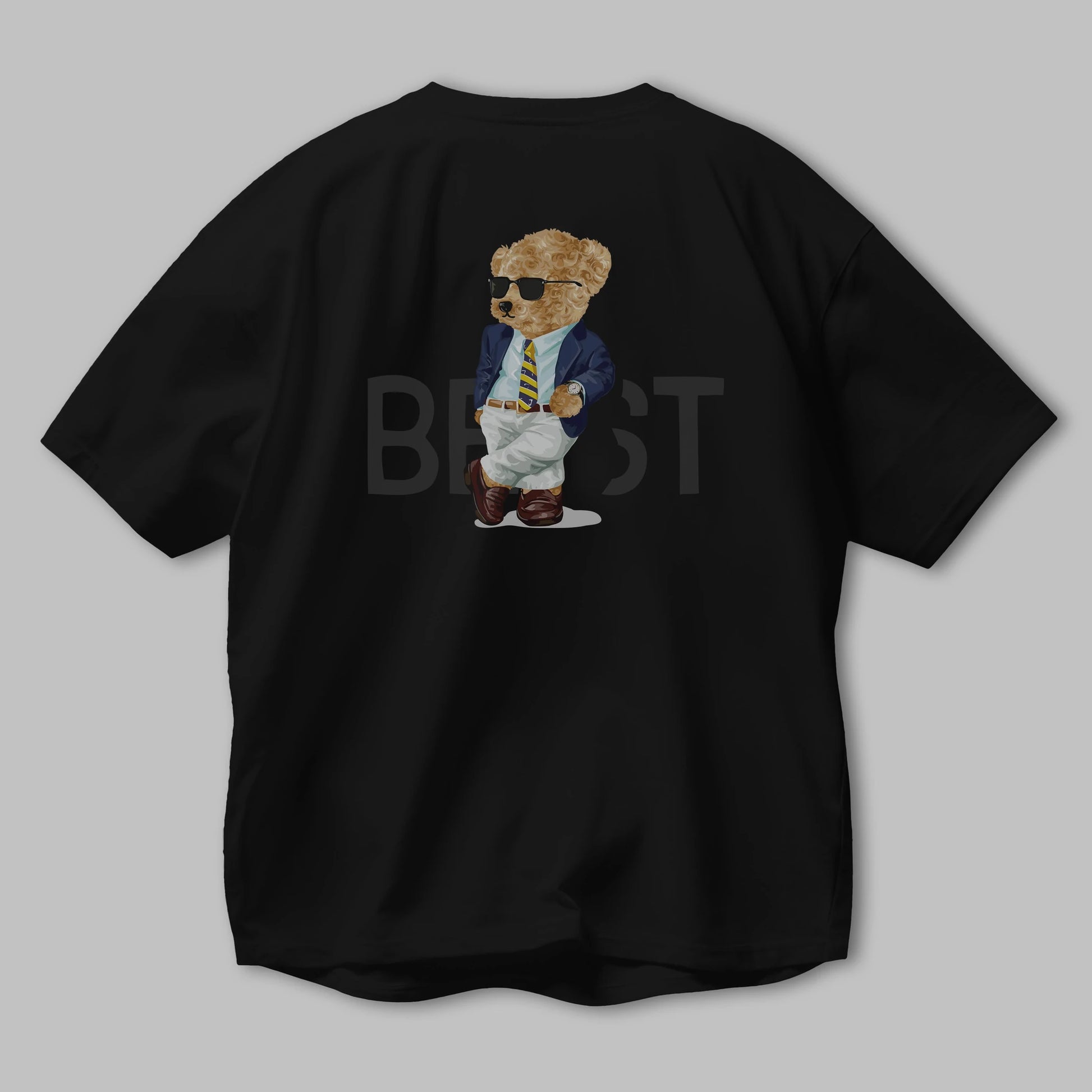 Teddy Bear The Best Arka Baskılı Oversize t-shirt Erkek Kadın Unisex %100 Pamuk