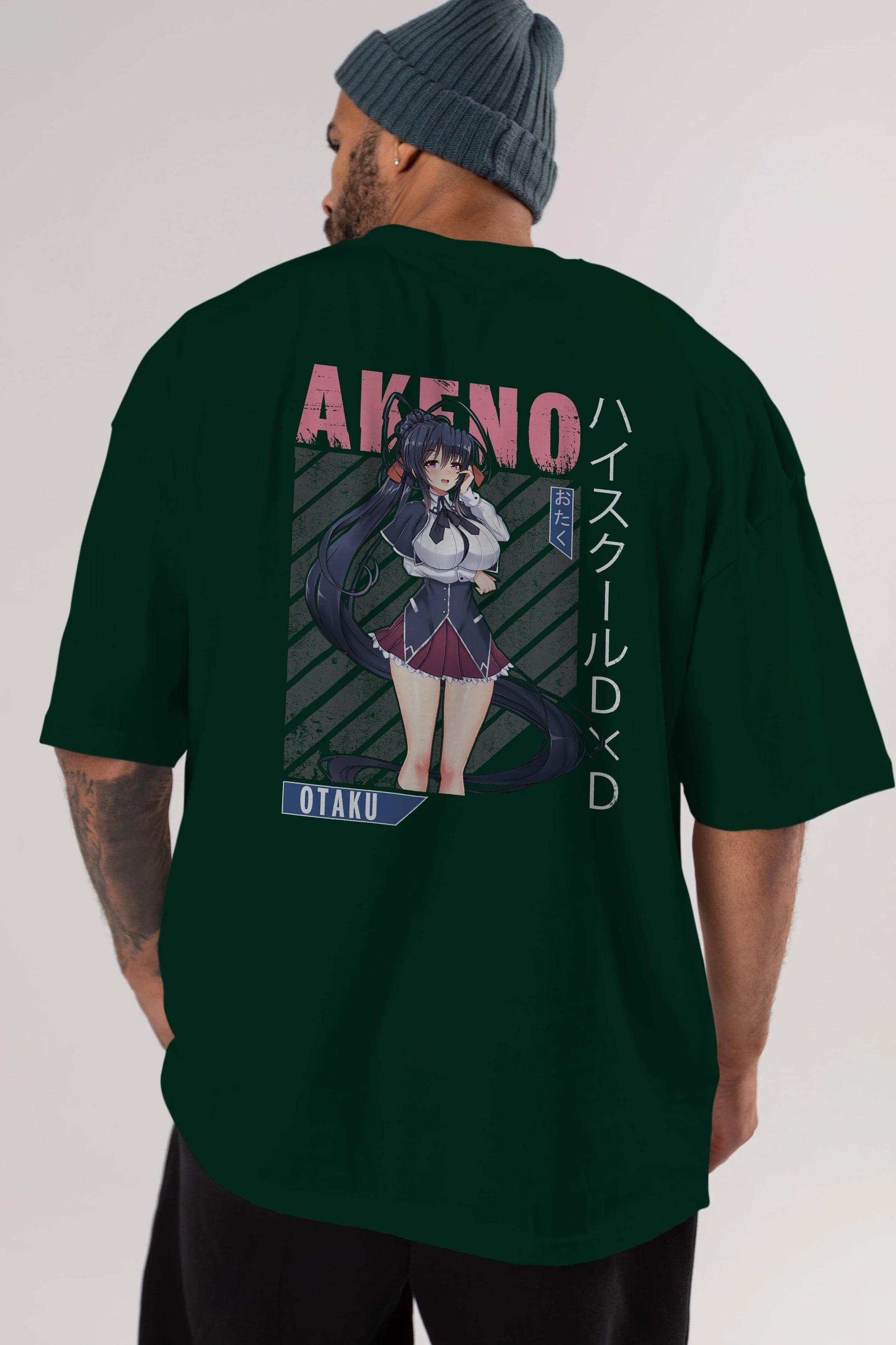 Akeno Himejima 4 Anime Arka Baskılı Oversize t-shirt Erkek Kadın Unisex