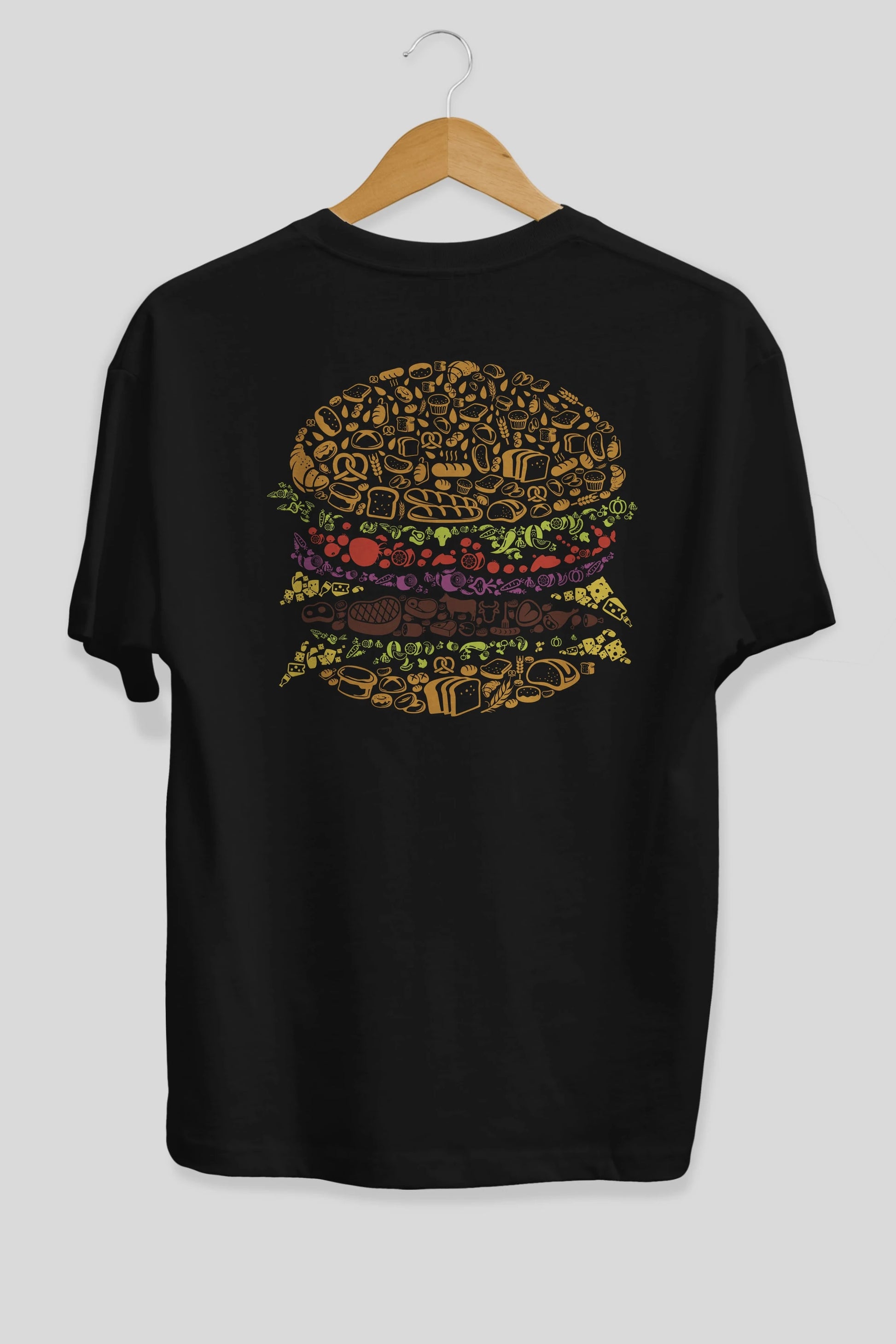 Burger Arka Baskılı Oversize t-shirt %100 pamuk Erkek Kadın Unisex