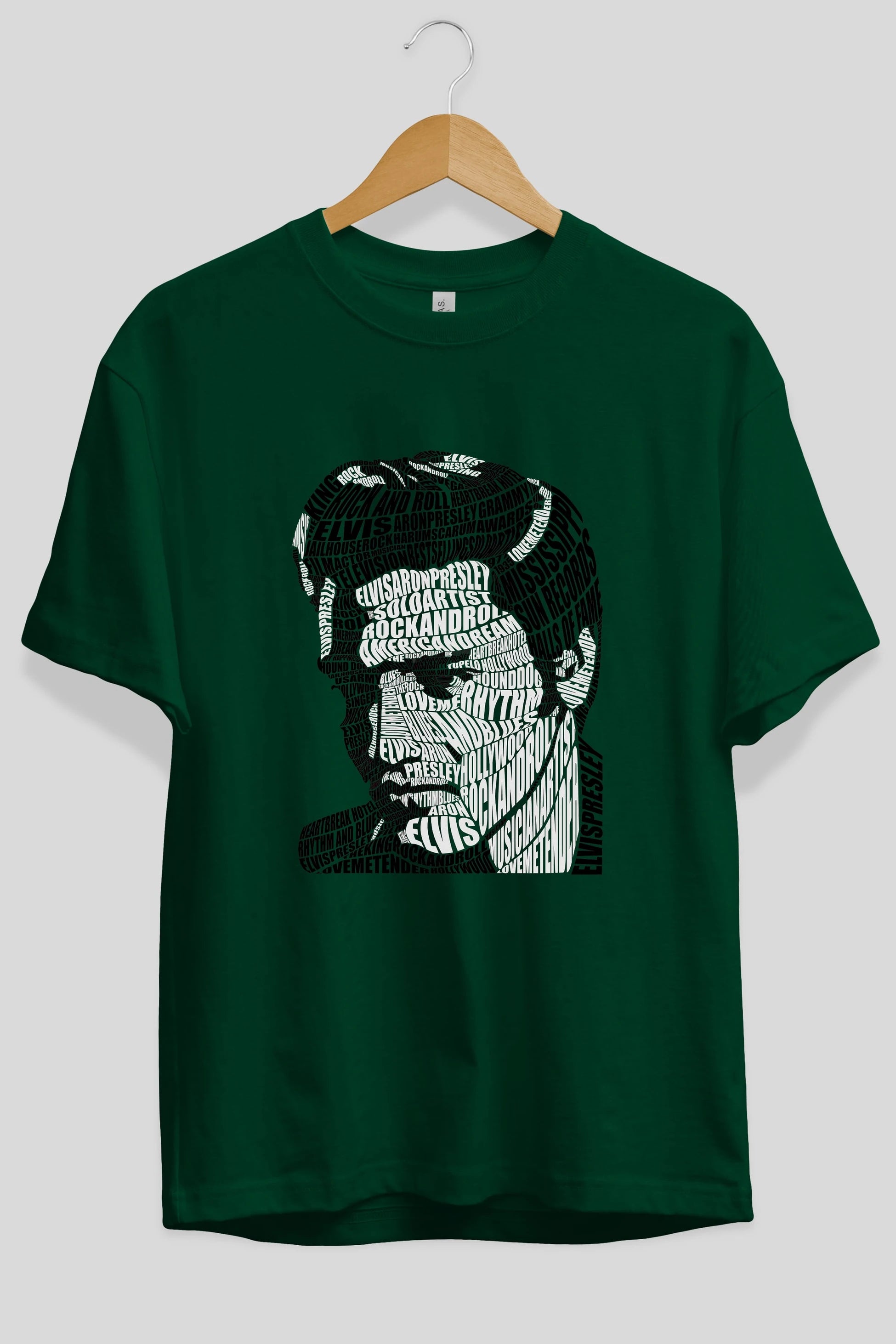 Elvis Presley Calligram Ön Baskılı Oversize t-shirt %100 pamuk Erkek Kadın Unisex