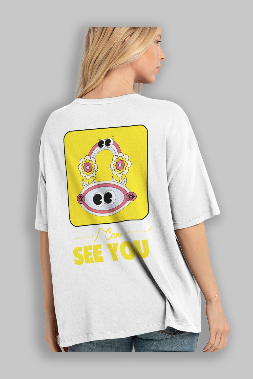 I Can See You Yazılı Arka Baskılı Oversize t-shirt Erkek Kadın Unisex