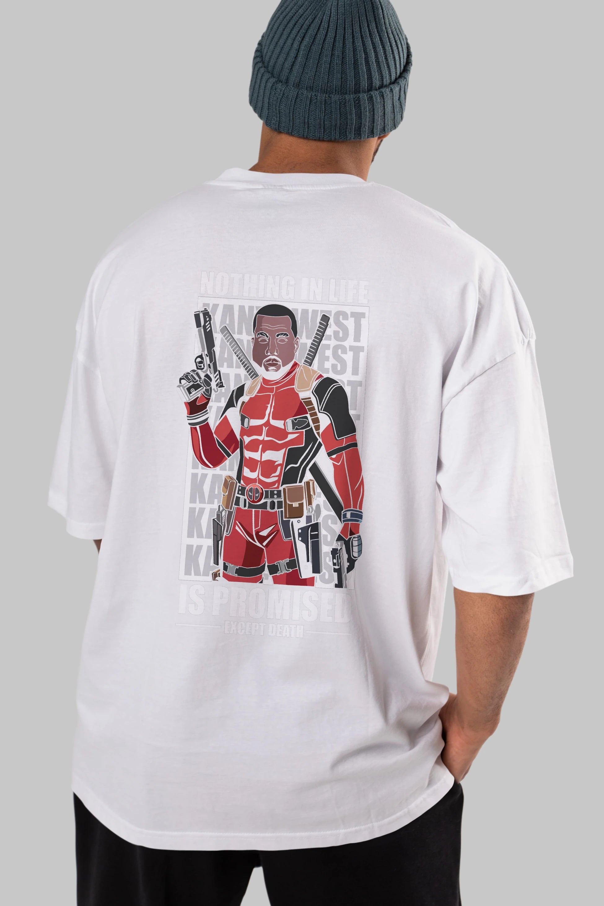 Kanye West Deadpool Arka Baskılı Oversize t-shirt Erkek Kadın Unisex %100 Pamuk tişort