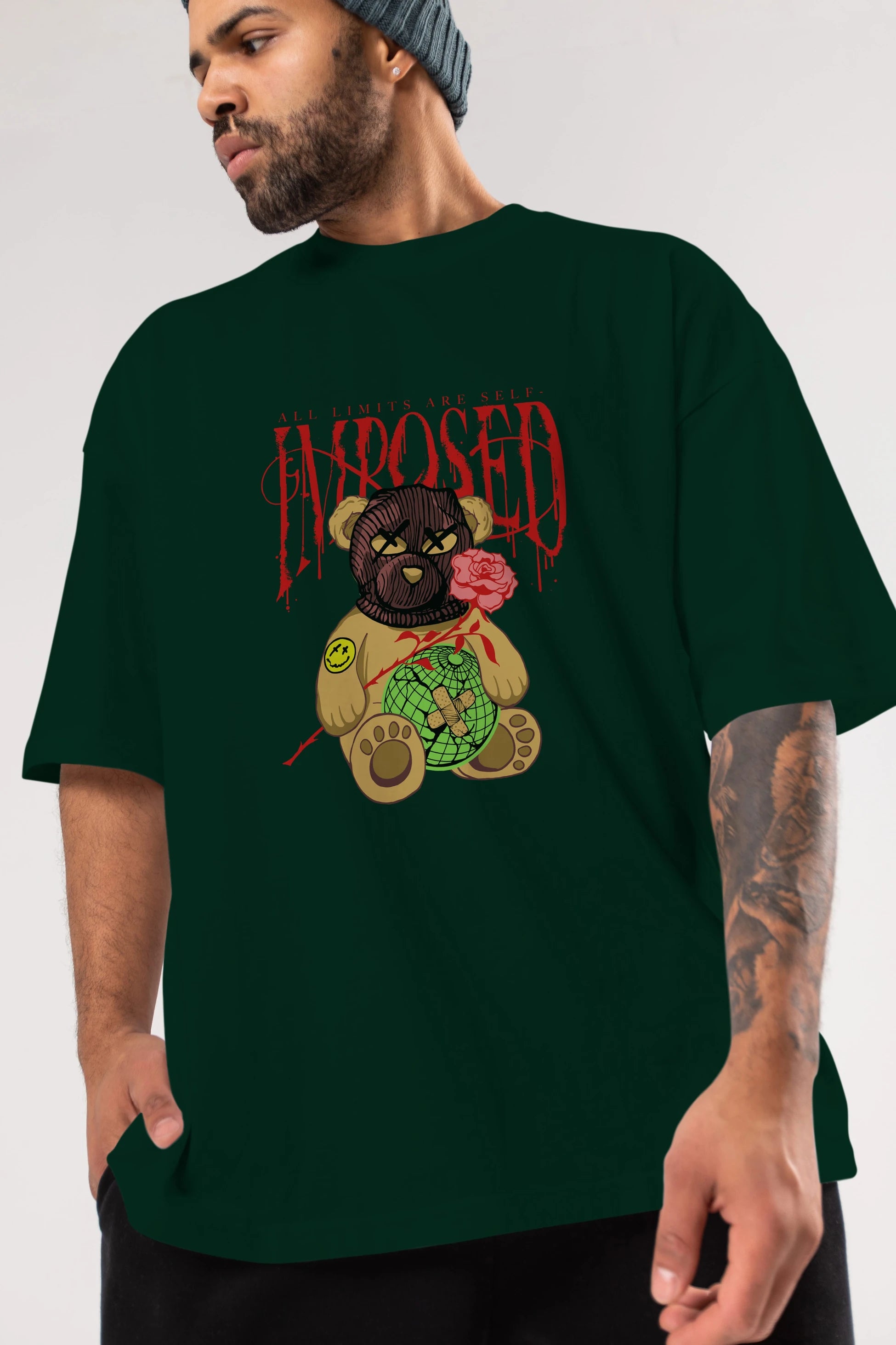 All Limits Bear Ön Baskılı Oversize t-shirt Erkek Kadın Unisex