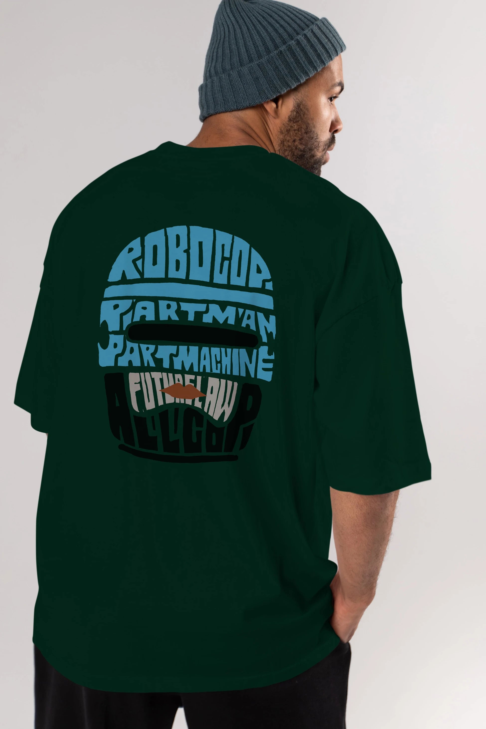 Robocop Arka Baskılı Oversize t-shirt %100 pamuk Erkek Kadın Unisex