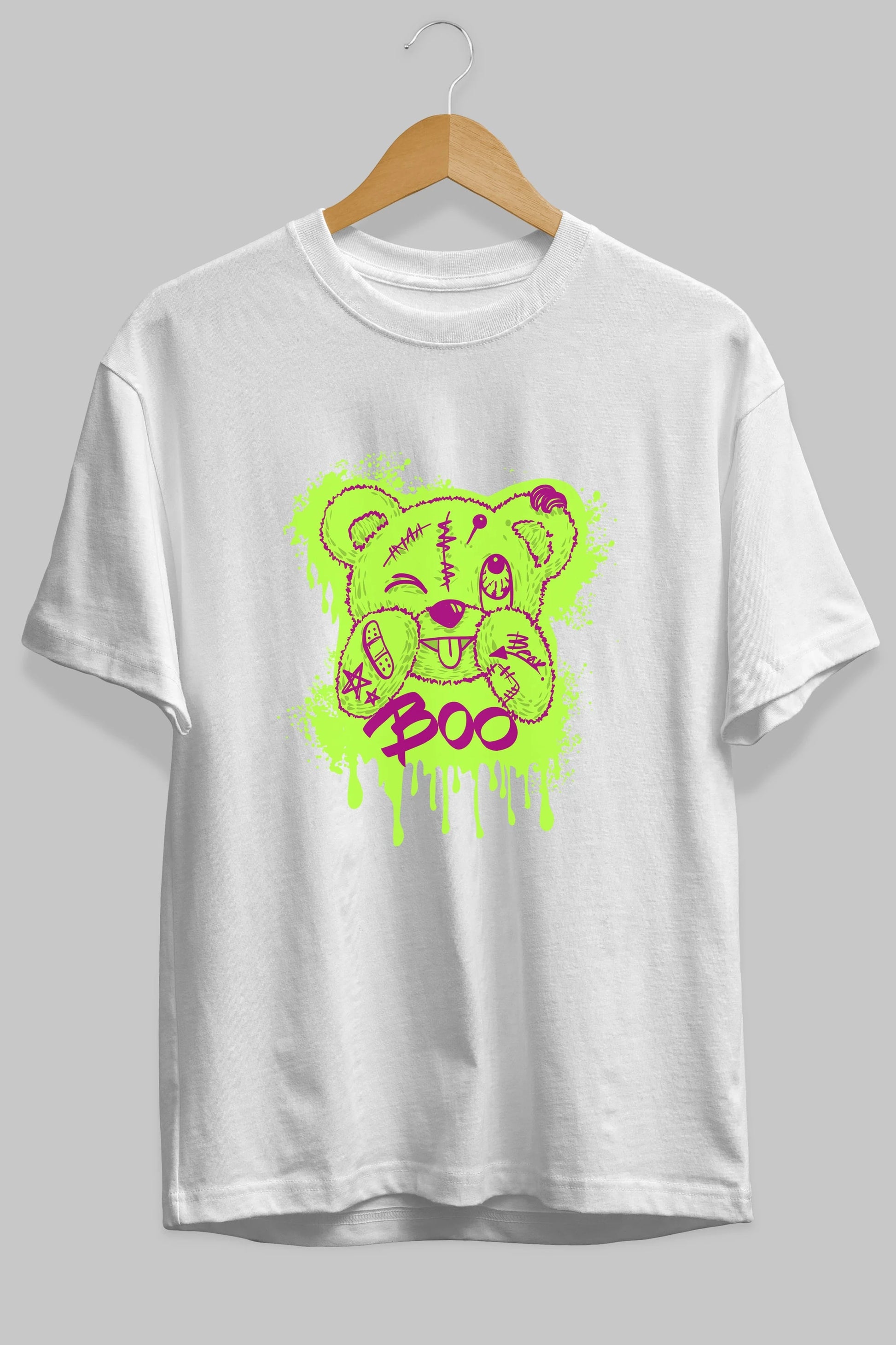 Boo  Bear Ön Baskılı Oversize t-shirt Erkek Kadın Unisex
