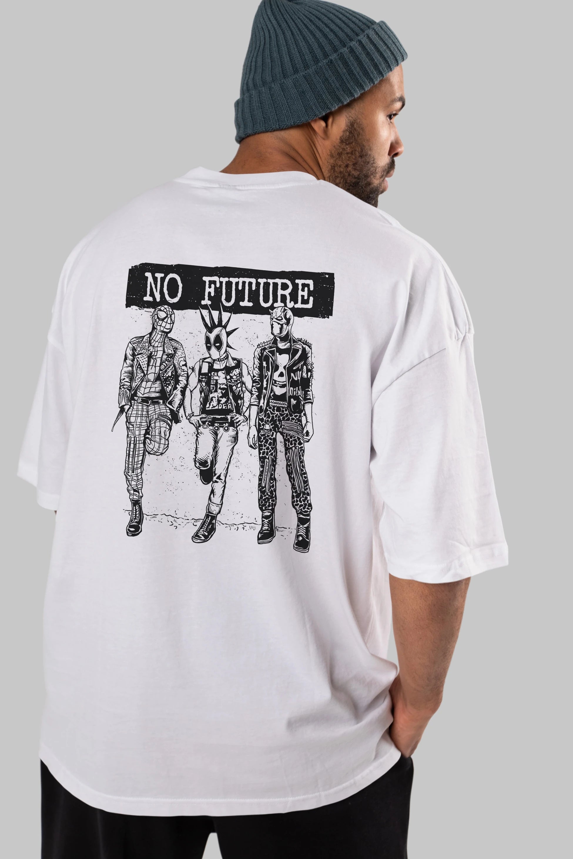 No Future Arka Baskılı Oversize t-shirt Erkek Kadın Unisex %100 Pamuk