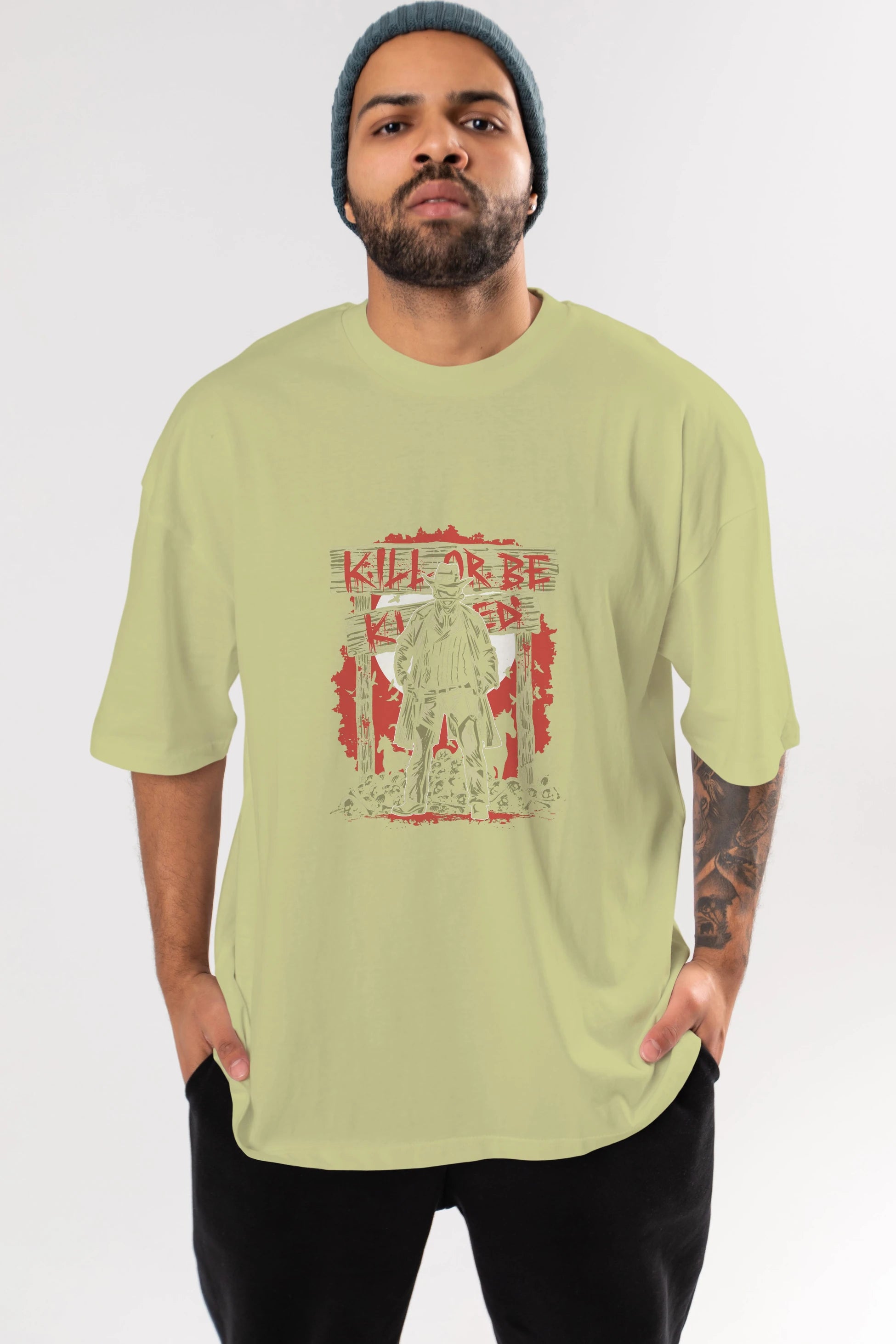 Kill Or Be Killed Ön Baskılı Oversize t-shirt Erkek Kadın Unisex %100 Pamuk tişort