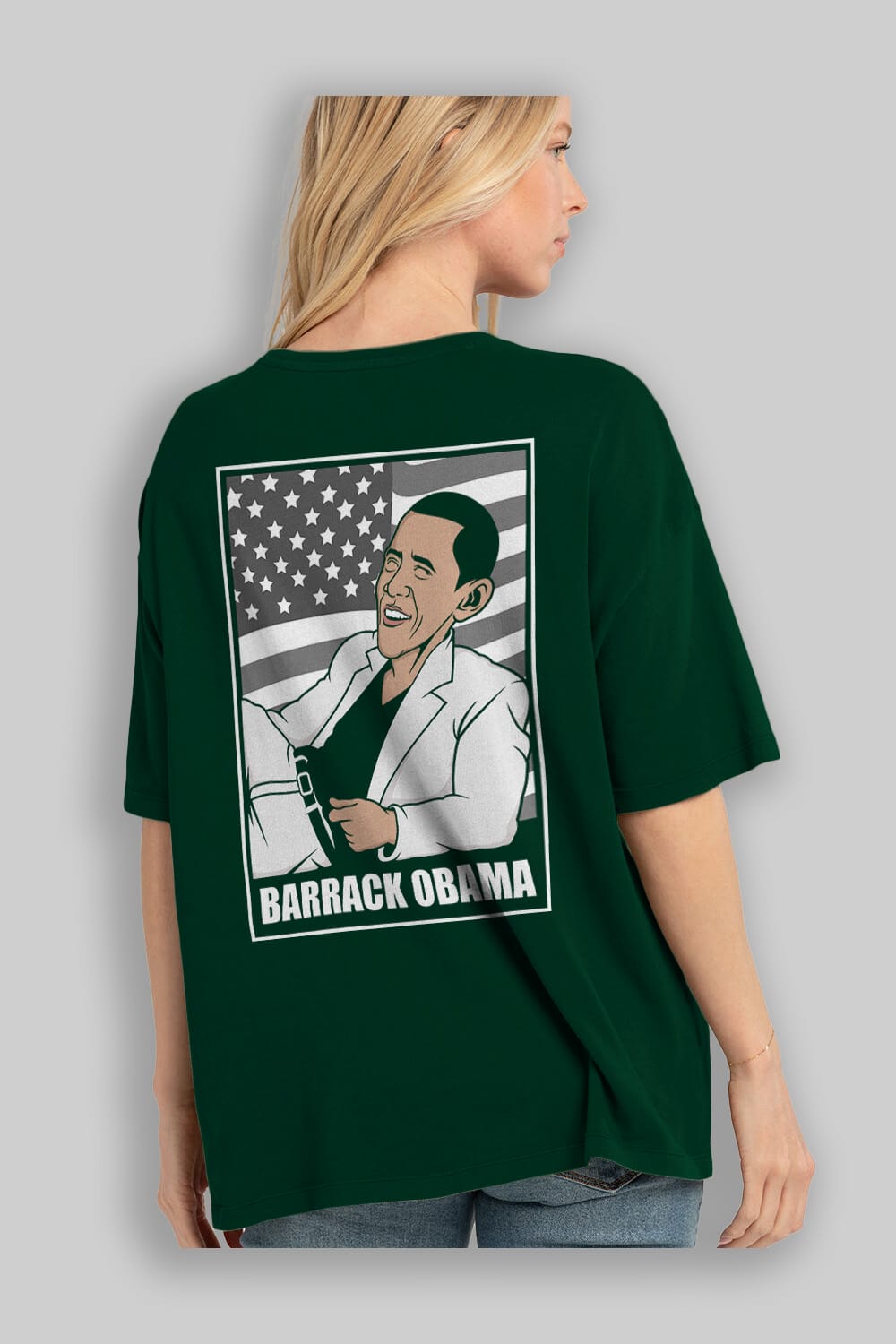 Obama Thriller Arka Baskılı Oversize t-shirt Erkek Kadın Unisex %100 Pamuk tişort