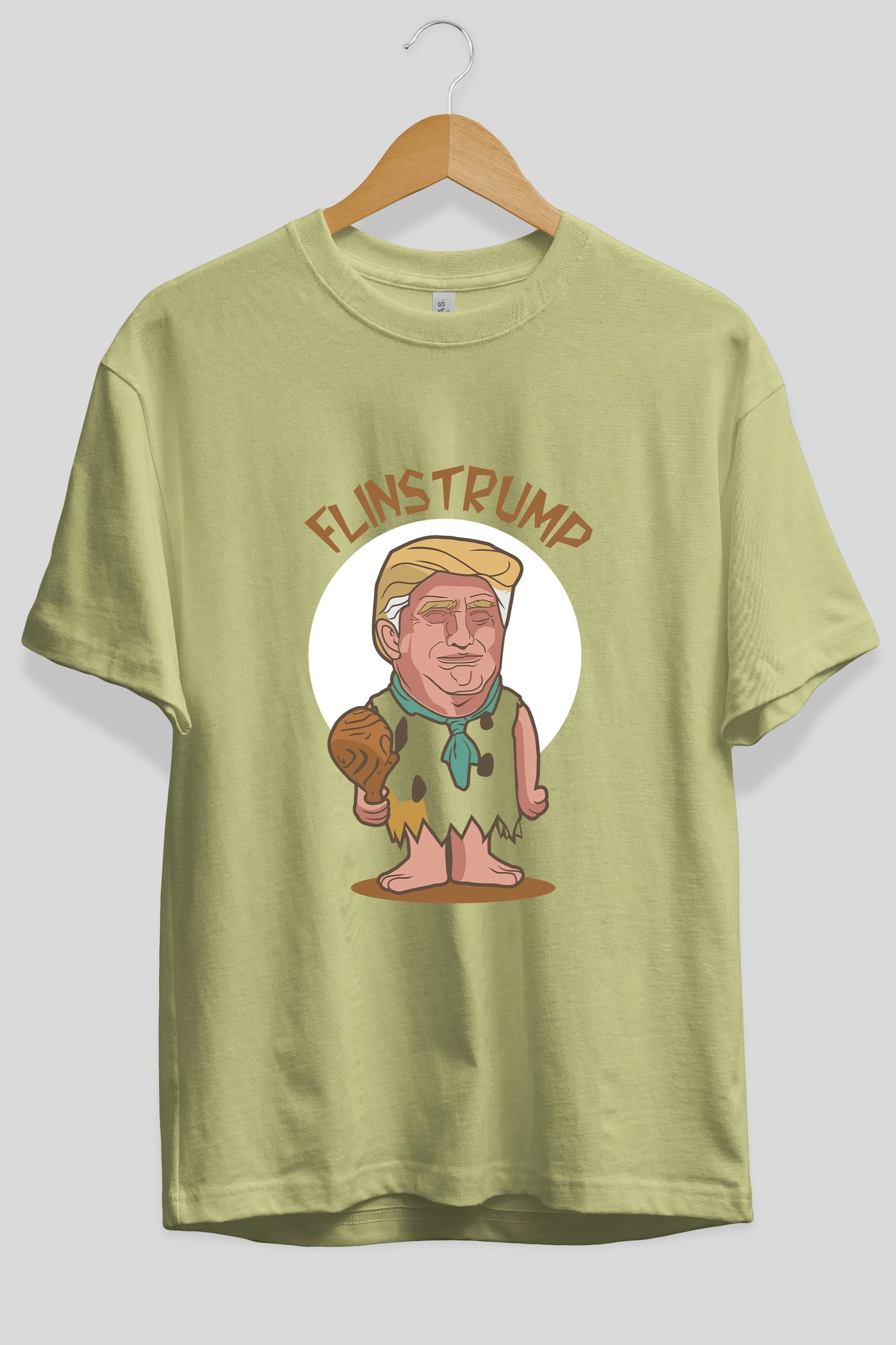 Flinstrump Ön Baskılı Oversize t-shirt Erkek Kadın Unisex %100 Pamuk tişort