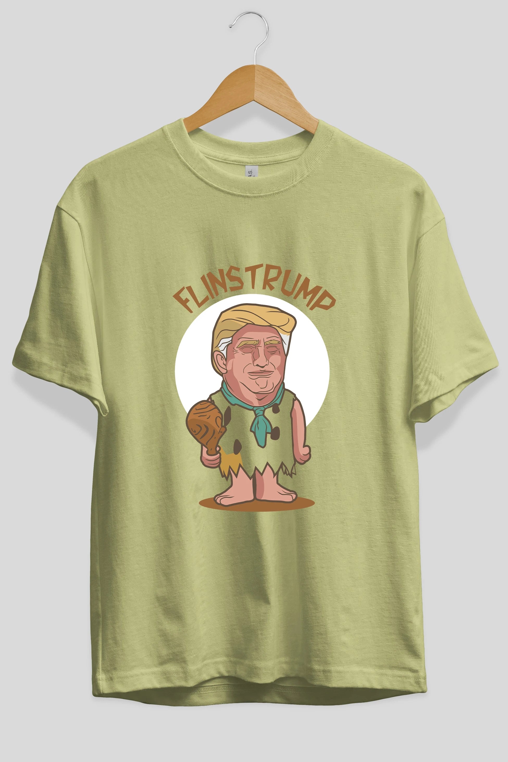 Flinstrump Ön Baskılı Oversize t-shirt Erkek Kadın Unisex %100 Pamuk tişort