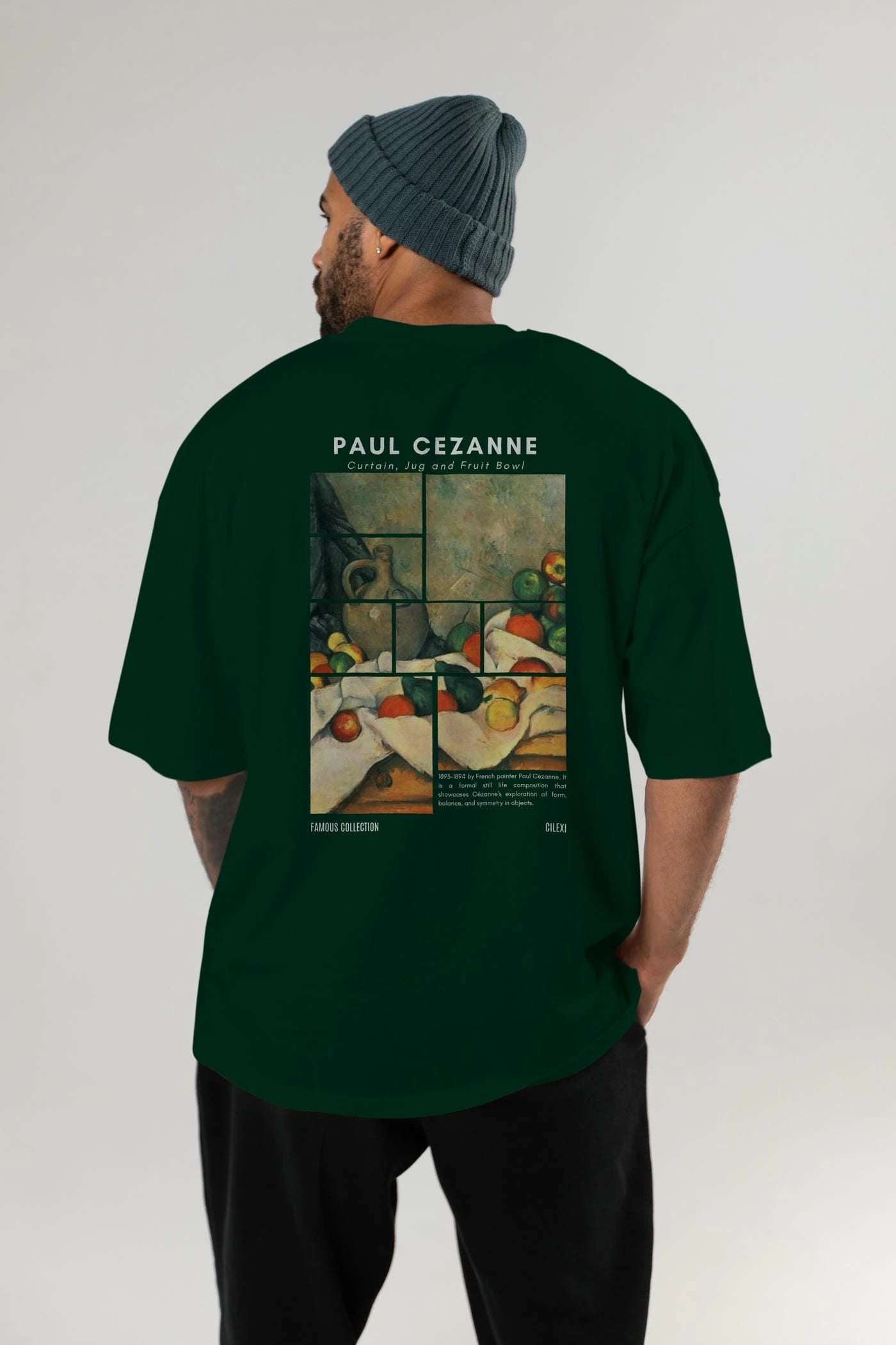Paul Cezanne Curtain Arka Baskılı Oversize t-shirt Erkek Kadın Bisiklet Yaka Pamuk tişort