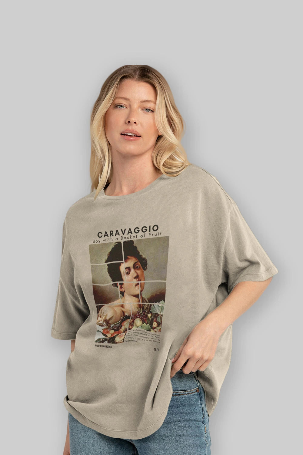 Caravaggio Boy ön Baskılı Oversize t-shirt Erkek Kadın Bisiklet Yaka Pamuk tişort