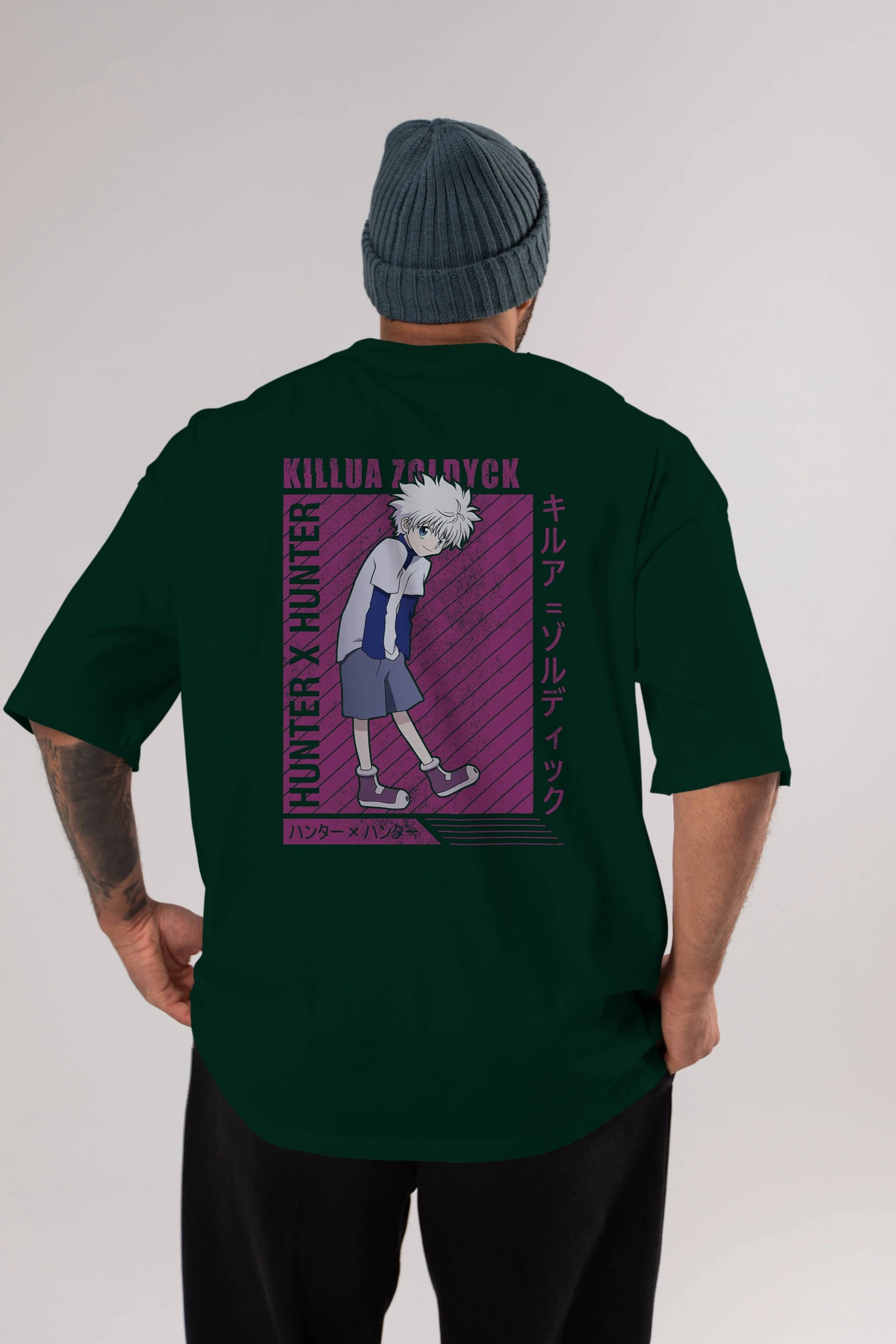 Killua Zoldyck 3 1 Anime Arka Baskılı Oversize t-shirt Erkek Kadın Unisex