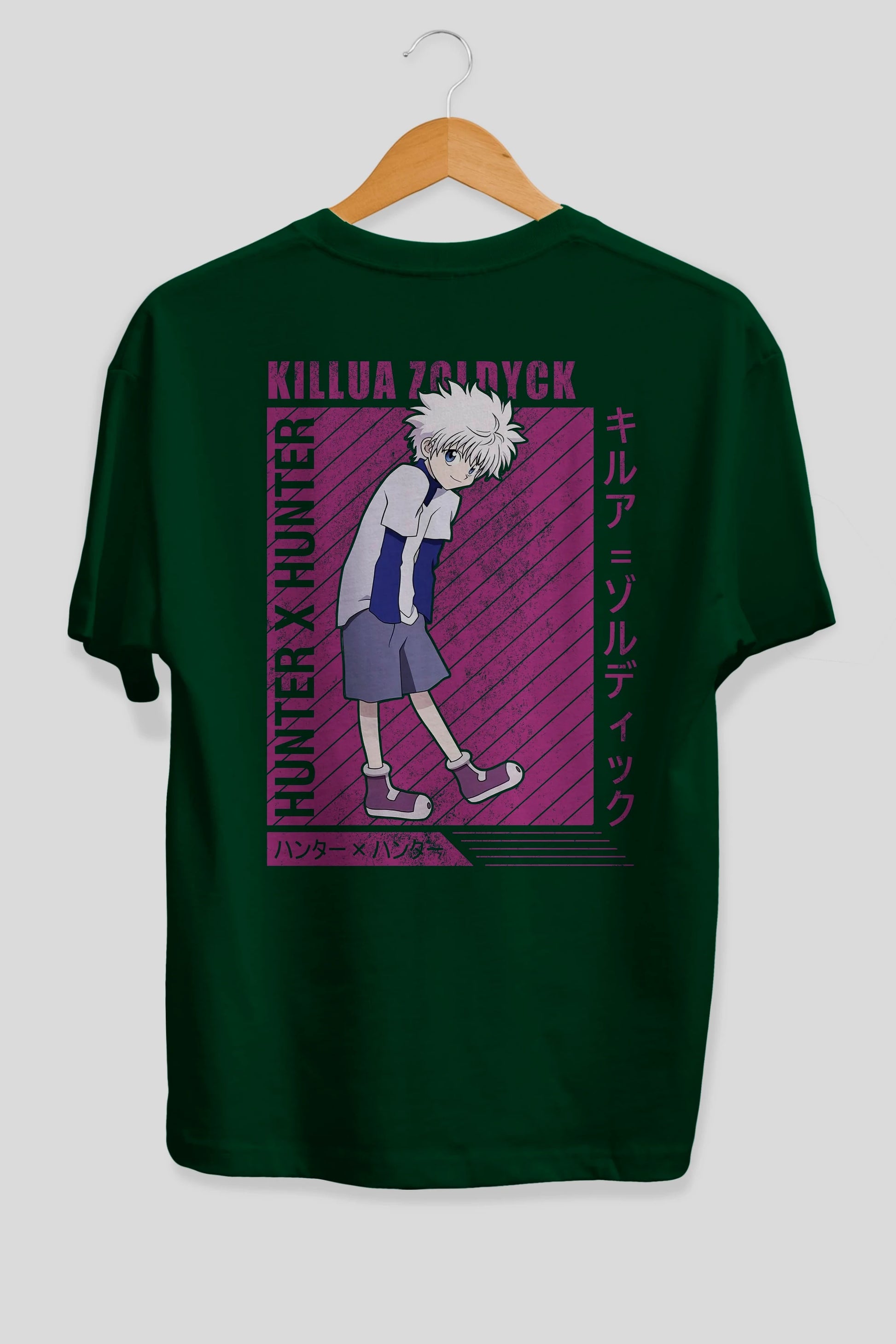 Killua Zoldyck 3 1 Anime Arka Baskılı Oversize t-shirt Erkek Kadın Unisex