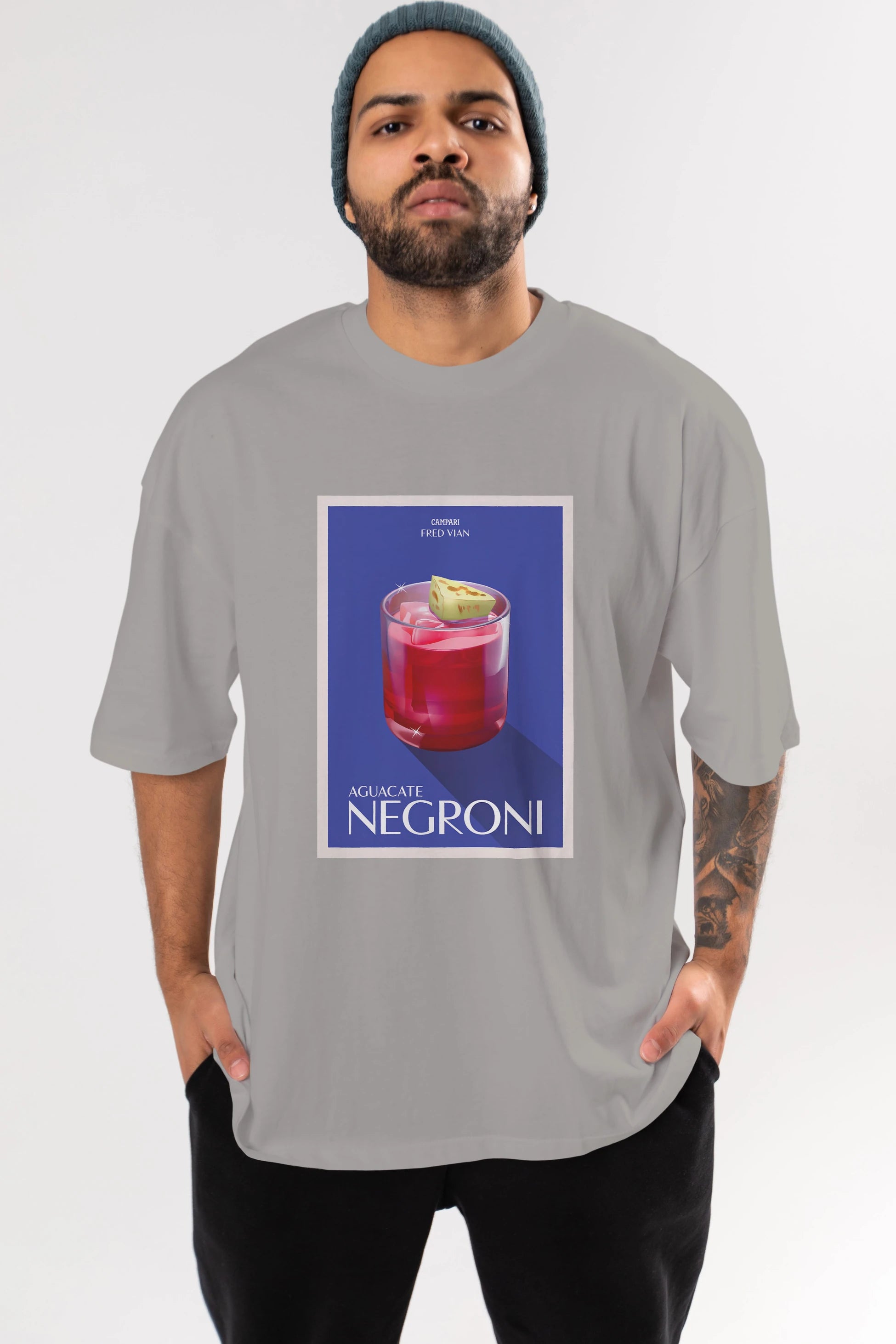 Aguacate Negroni Ön Baskılı Oversize t-shirt Erkek Kadın Unisex %100 Pamuk Bisiklet Yaka tişort