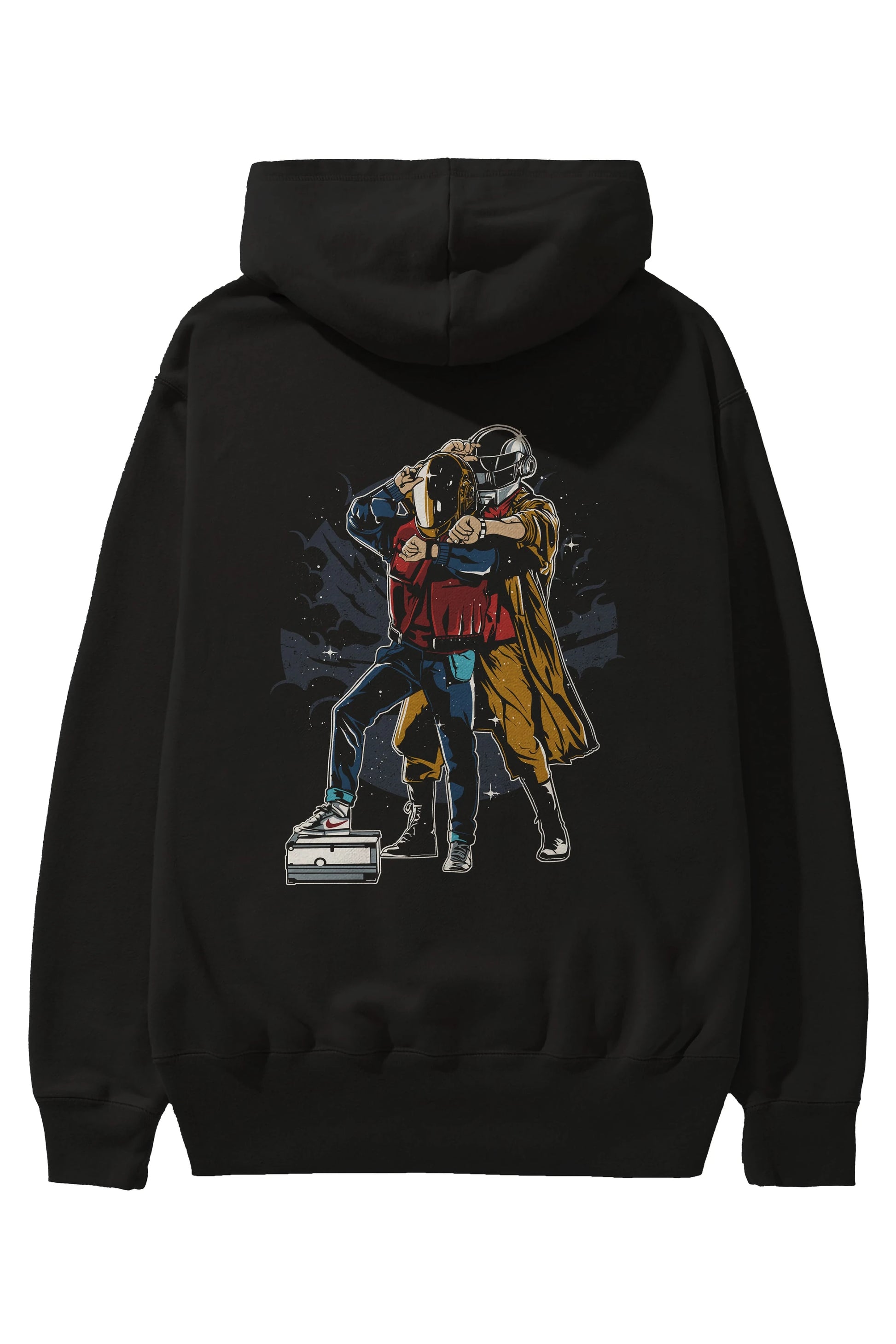 Back To The Beat Arka Baskılı Hoodie Oversize Kapüşonlu Sweatshirt Erkek Kadın Unisex