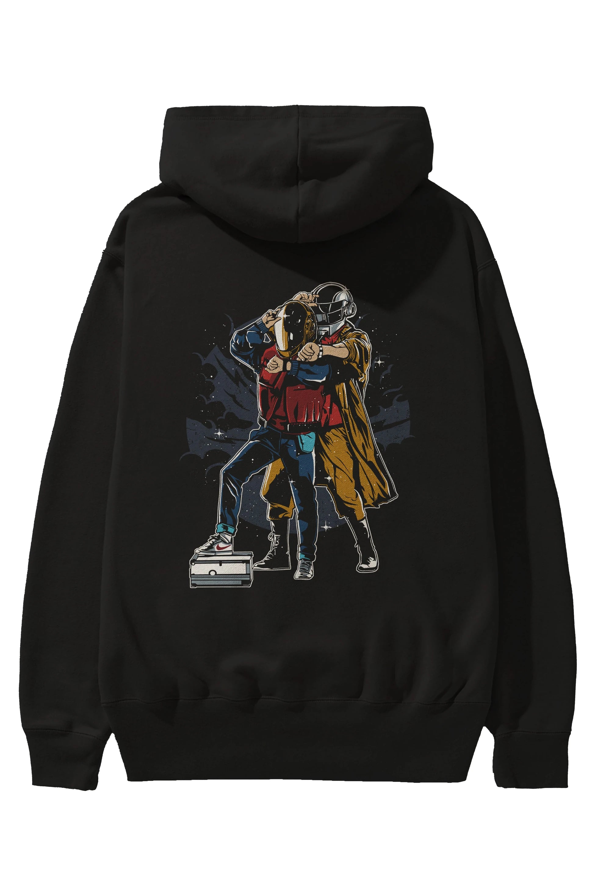 Back To The Beat Arka Baskılı Hoodie Oversize Kapüşonlu Sweatshirt Erkek Kadın Unisex