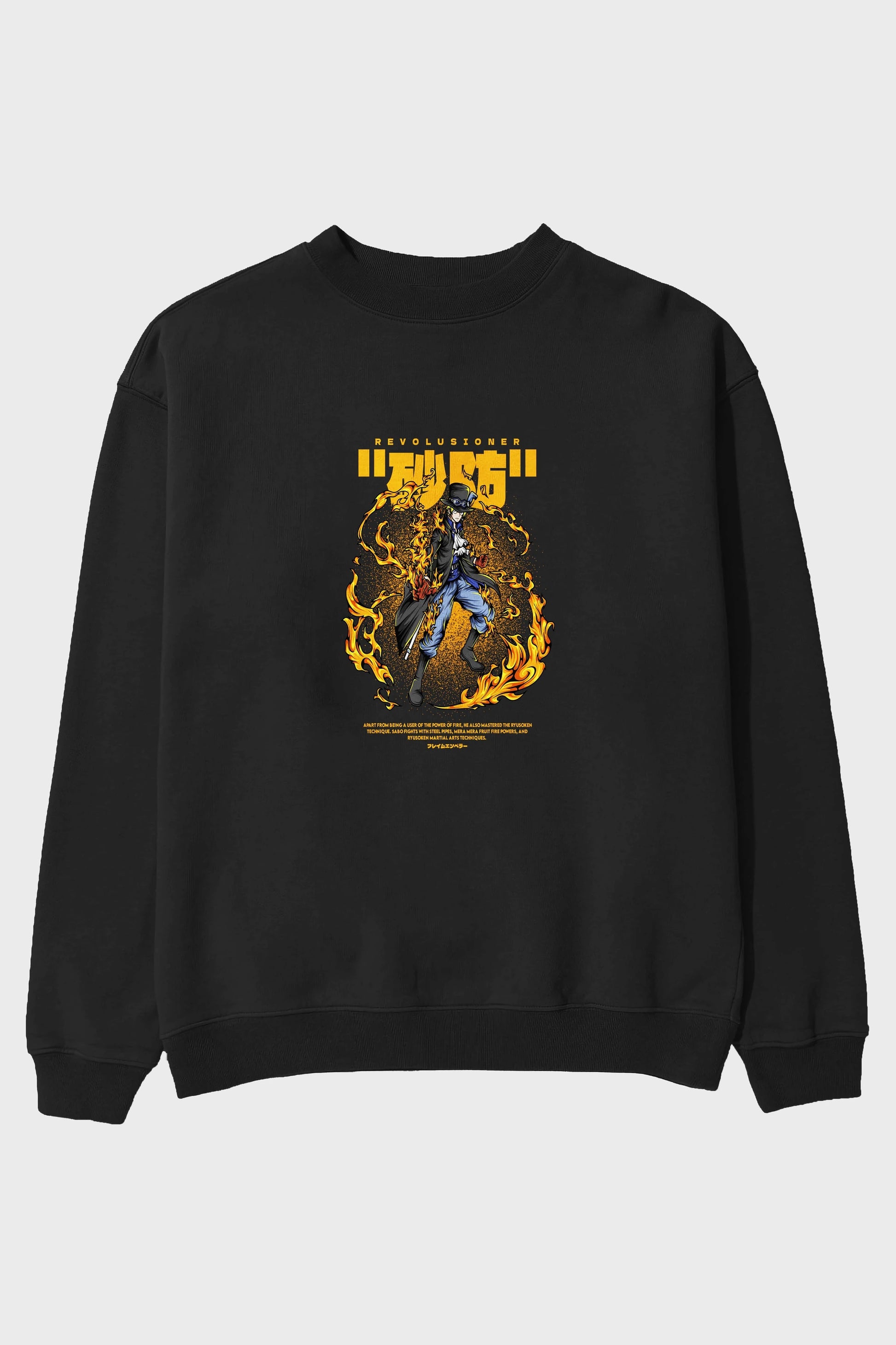 Revolusioner Sabo Anime Ön Baskılı Oversize Sweatshirt Erkek Kadın Unisex
