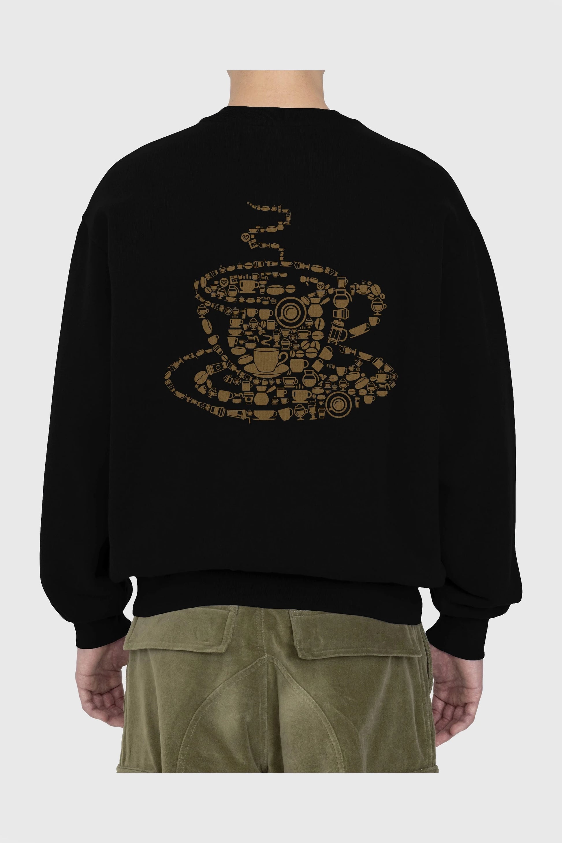 Coffee Arka Baskılı Oversize Sweatshirt Erkek Kadın Unisex