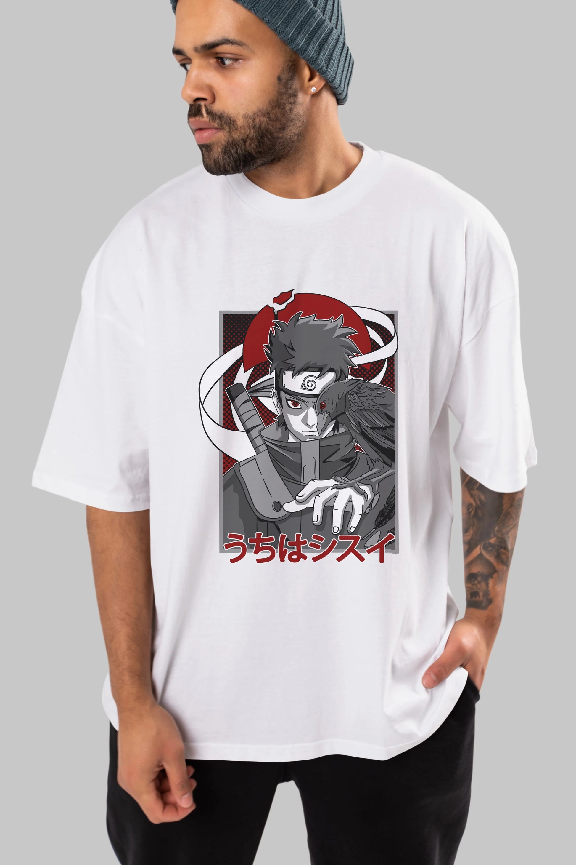 SHISUI UCHIHA NARUTO Anime Ön Baskılı Oversize t-shirt %100 pamuk Erkek Kadın Unisex