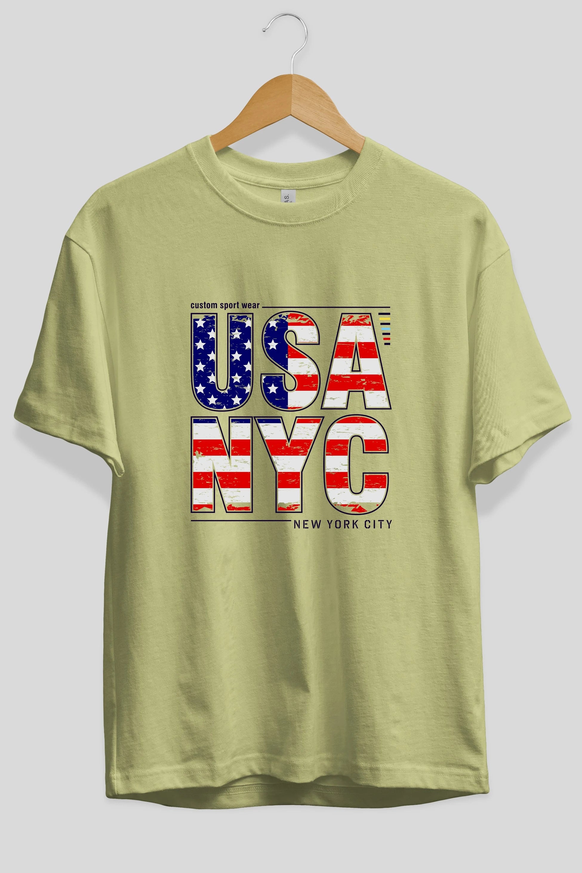 Usa NYC Ön Baskılı Oversize t-shirt Erkek Kadın Unisex