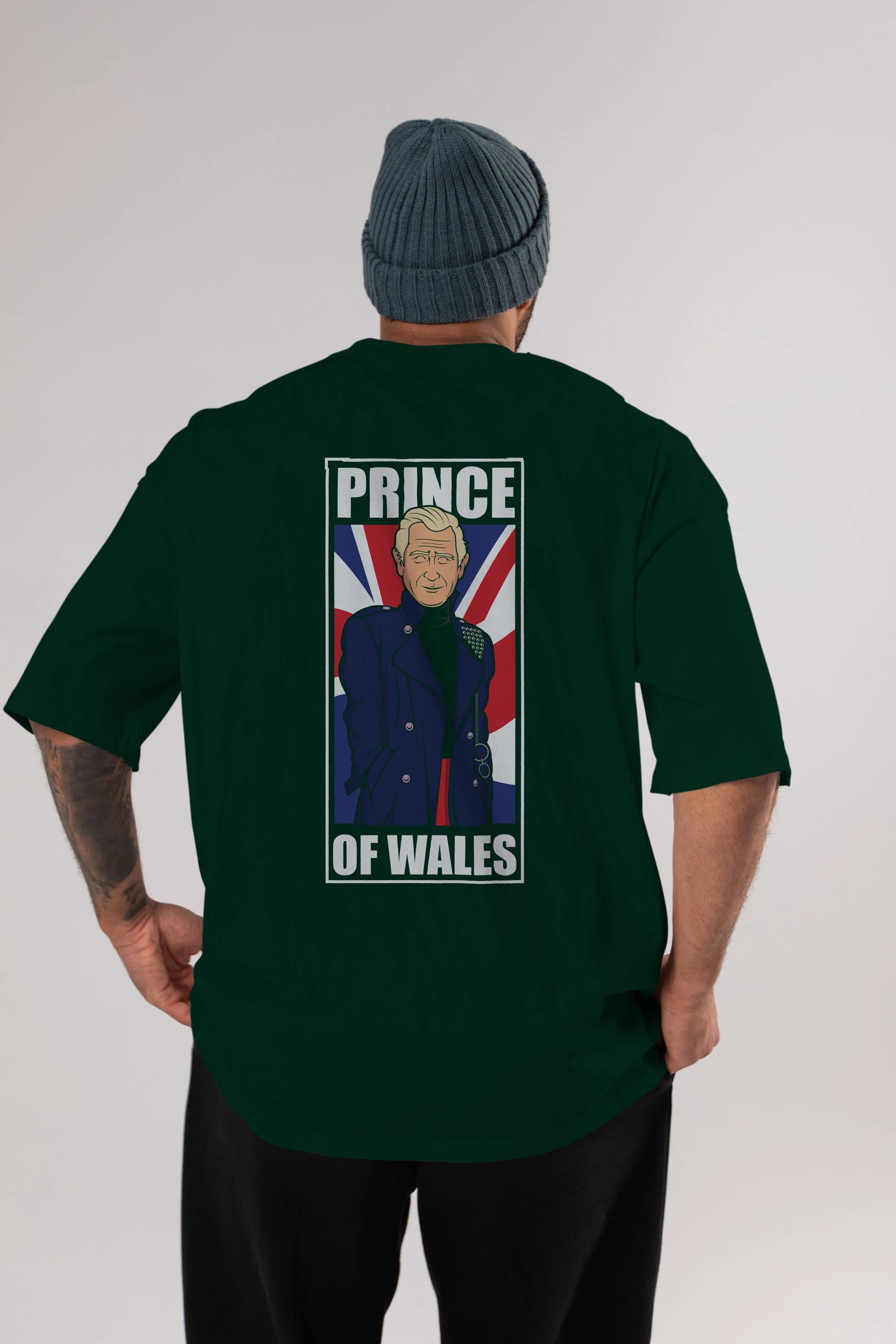 Prince Charles Arka Baskılı Oversize t-shirt Erkek Kadın Unisex %100 Pamuk tişort
