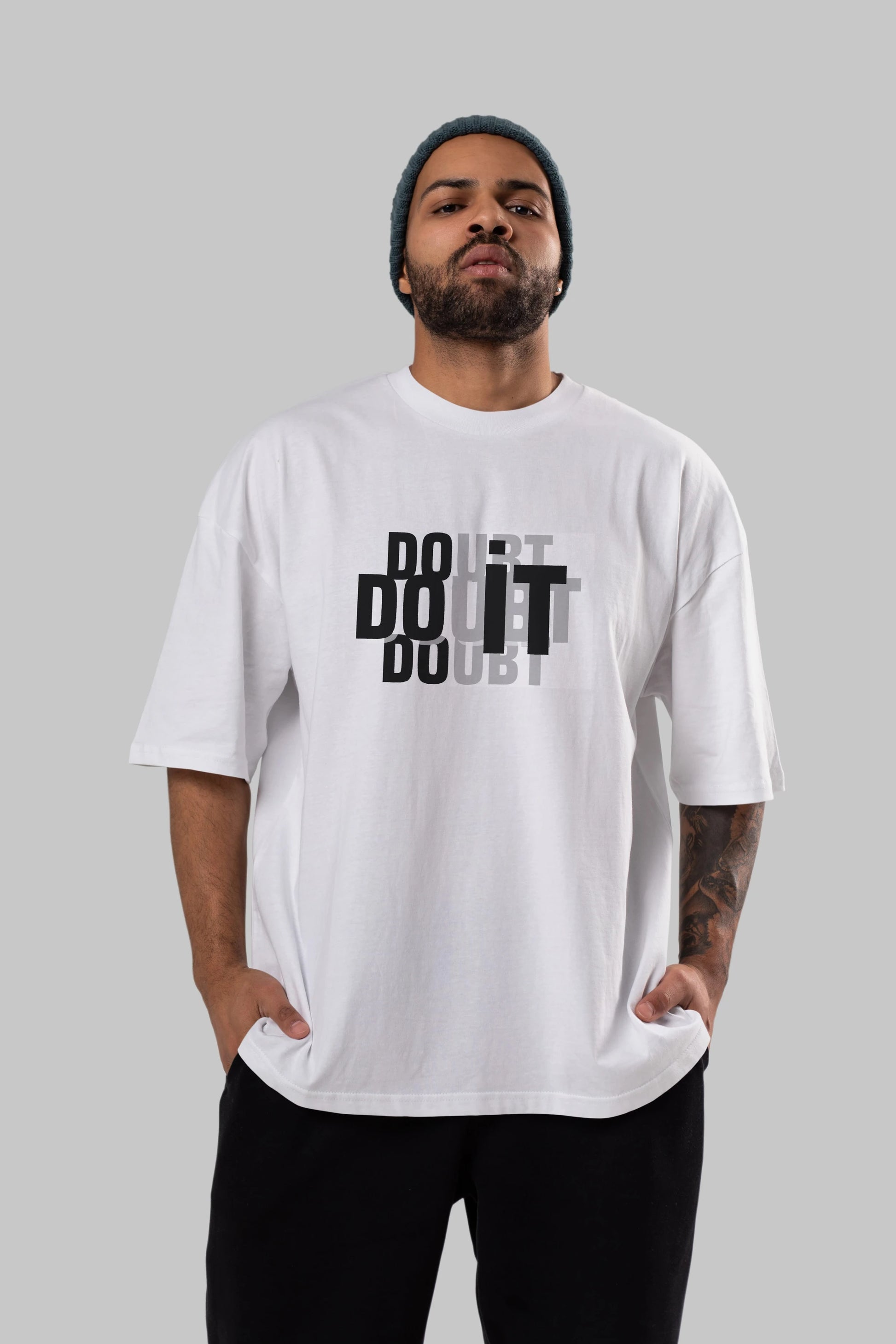 Do it Yazılı Ön Baskılı Oversize t-shirt Erkek Kadın Unisex