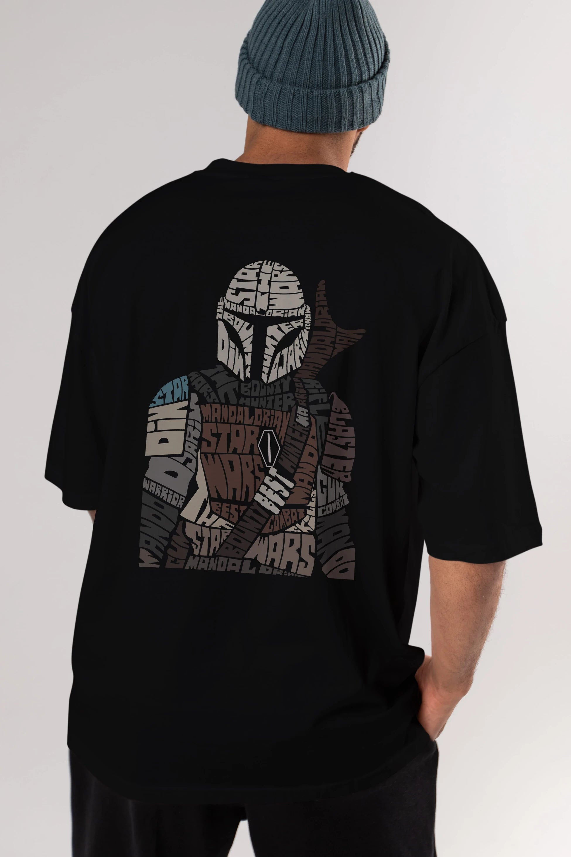 Mandalorian Arka Baskılı Oversize t-shirt %100 pamuk Erkek Kadın Unisex