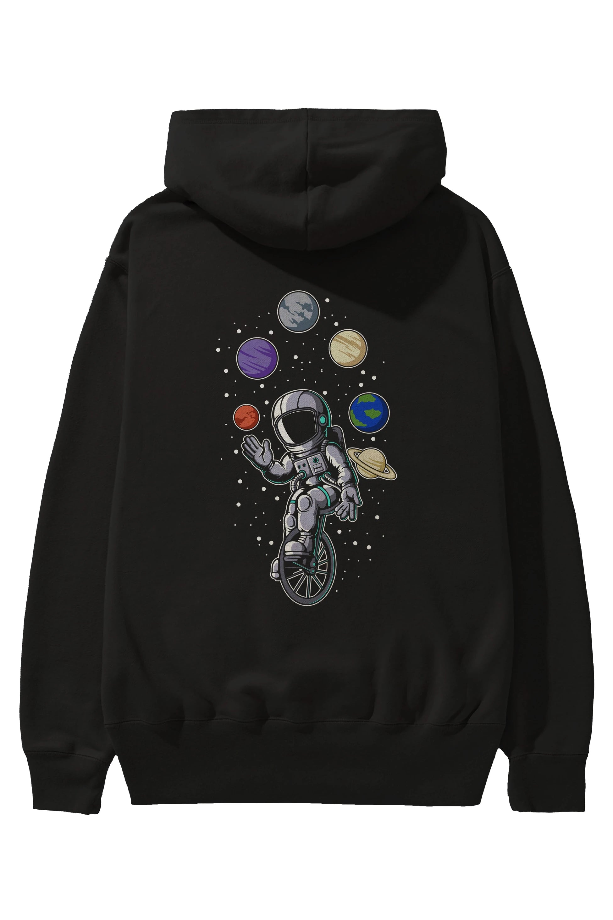 Astronaut Circus Arka Baskılı Hoodie Oversize Kapüşonlu Sweatshirt Erkek Kadın Unisex