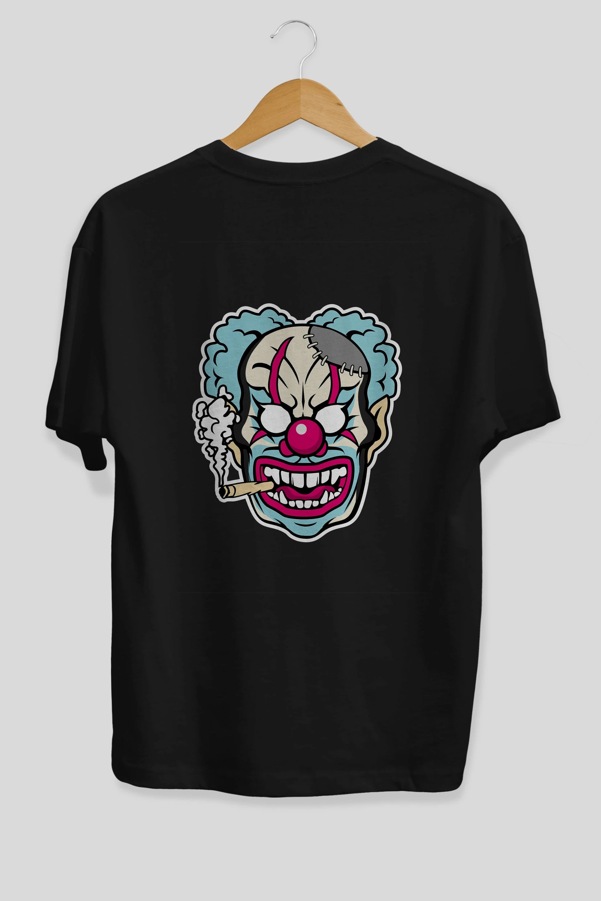 Clown Beast Arka Baskılı Oversize t-shirt Erkek Kadın Unisex %100 Pamuk tişort