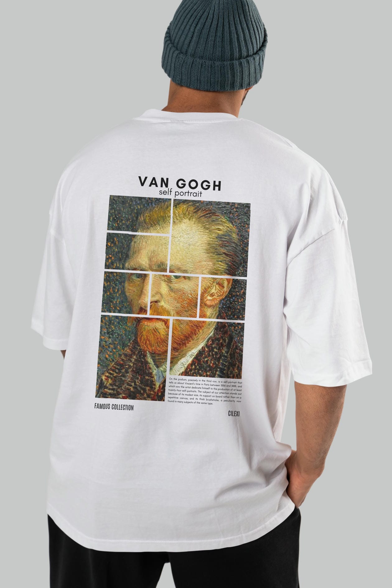 Van Gogh Self Portrait Arka Baskılı Oversize t-shirt Erkek Kadın Bisiklet Yaka Pamuk tişort
