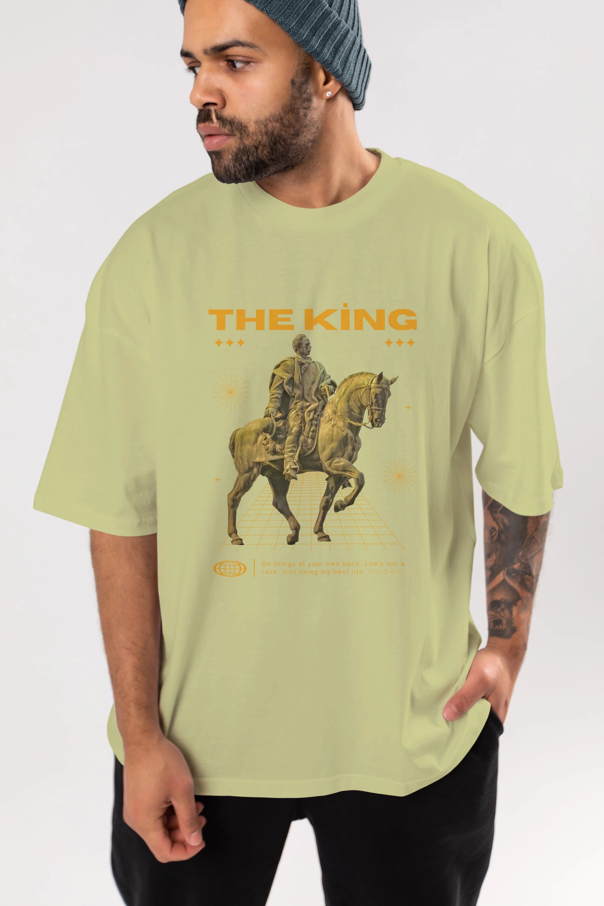 The King Yazılı Ön Baskılı Oversize t-shirt Erkek Kadın Unisex