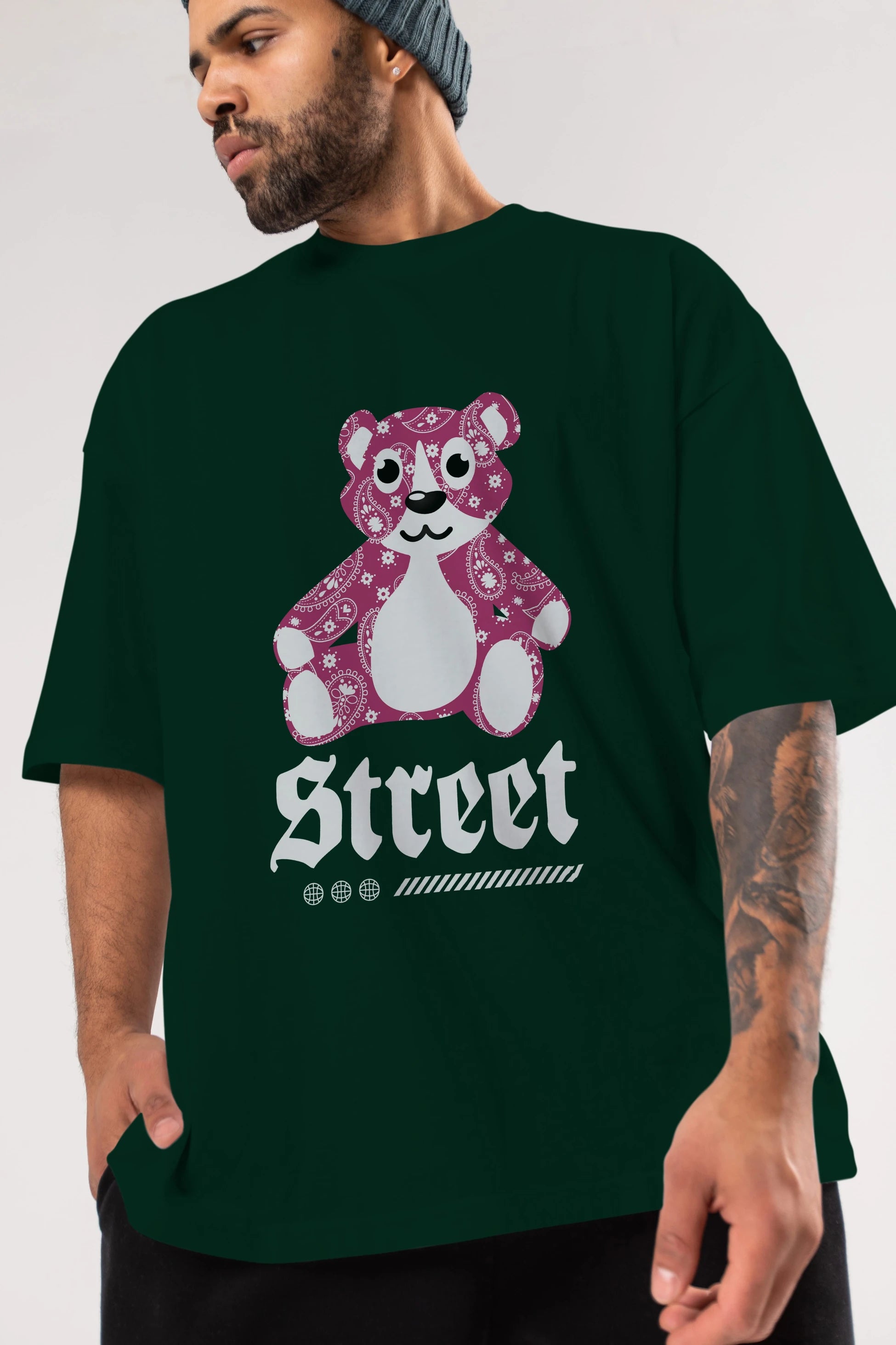 Street Bear Ön Baskılı Oversize t-shirt Erkek Kadın Unisex