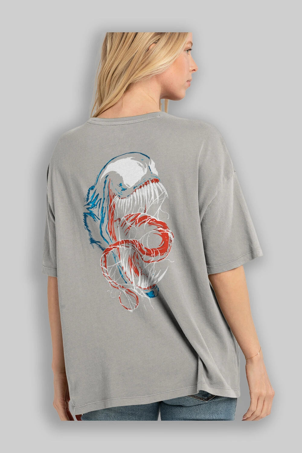 Venom (10) Arka Baskılı Oversize t-shirt Erkek Kadın Unisex %100 Pamuk Bisiklet Yaka tişort