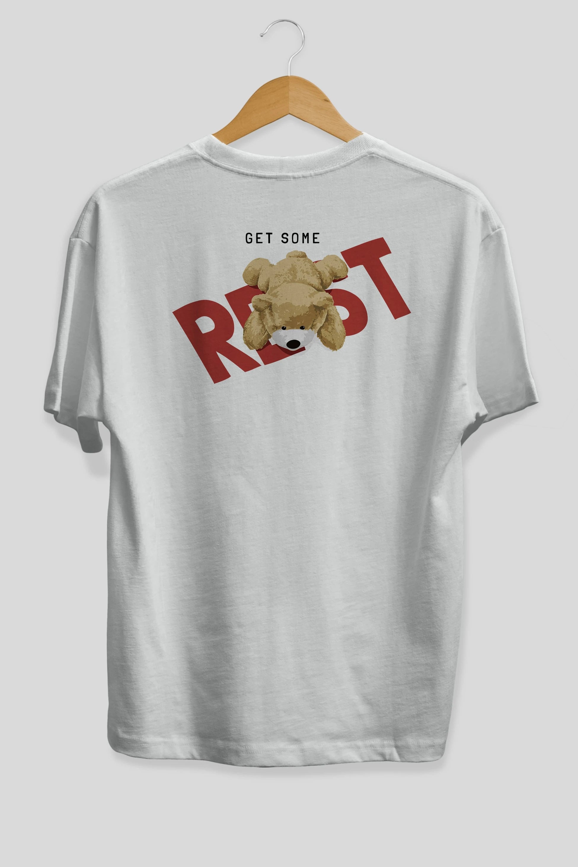Teddy Bear Rest Arka Baskılı Oversize t-shirt Erkek Kadın Unisex %100 Pamuk