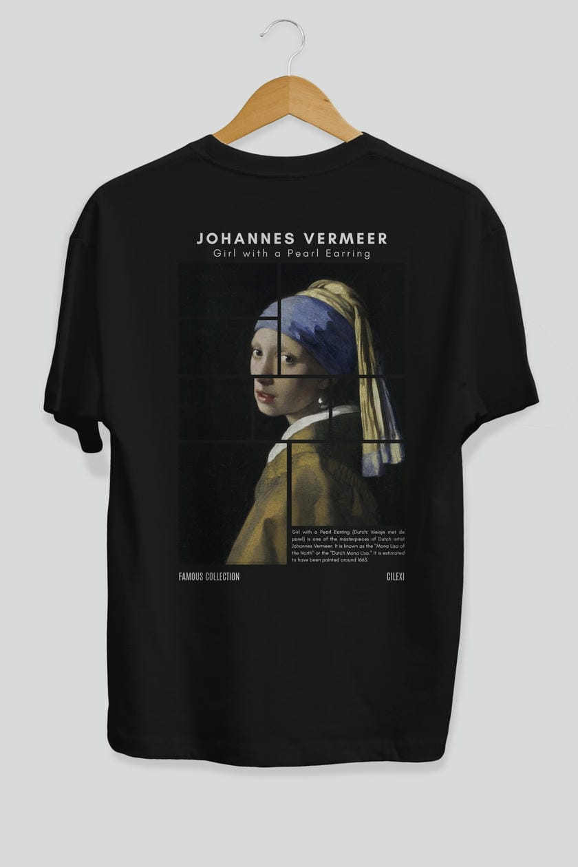 Johannes Vermeer Arka Baskılı Oversize t-shirt Erkek Kadın Bisiklet Yaka Pamuk tişort
