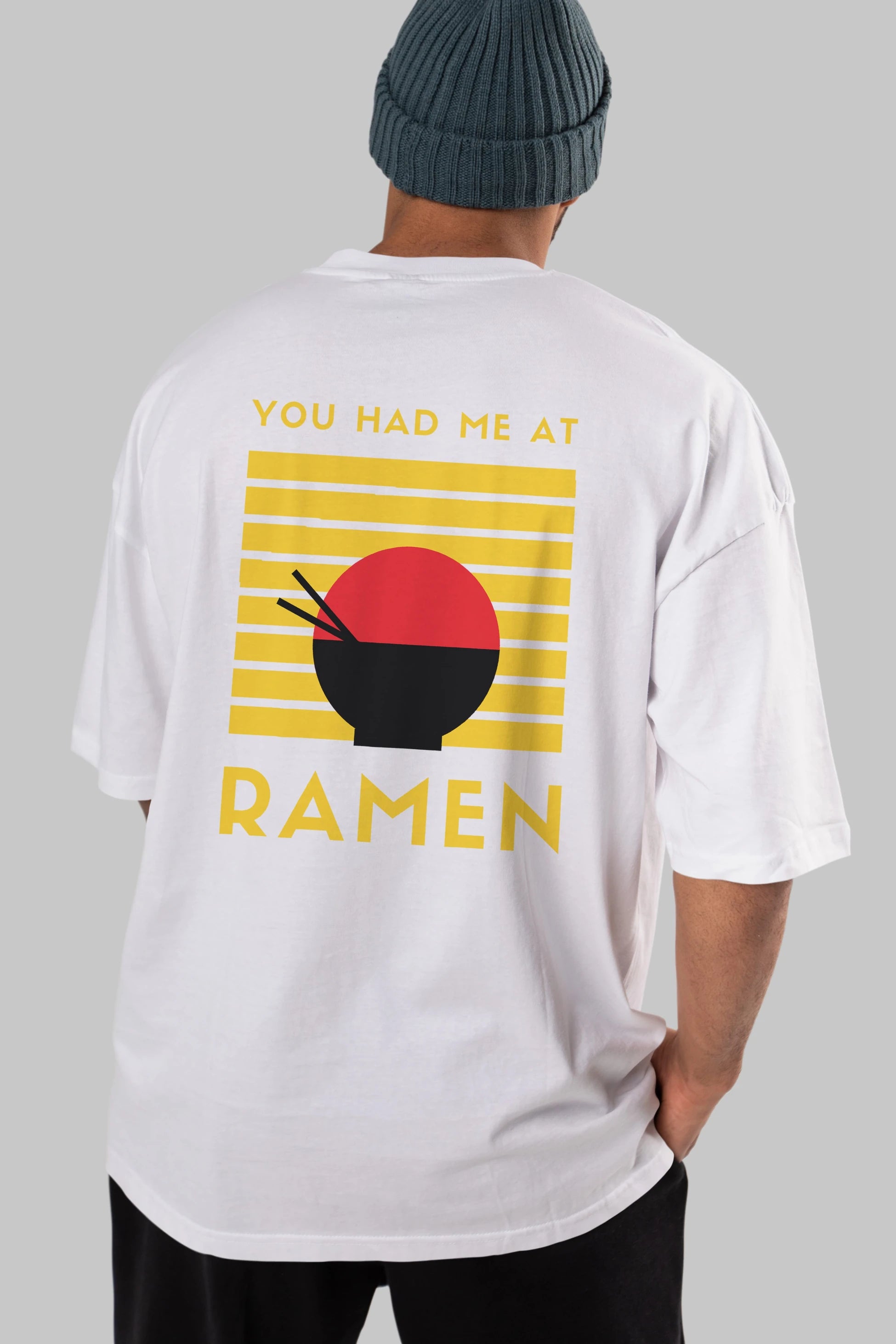 You Had me at Ramen Yazılı Arka Baskılı Oversize t-shirt Erkek Kadın Unisex