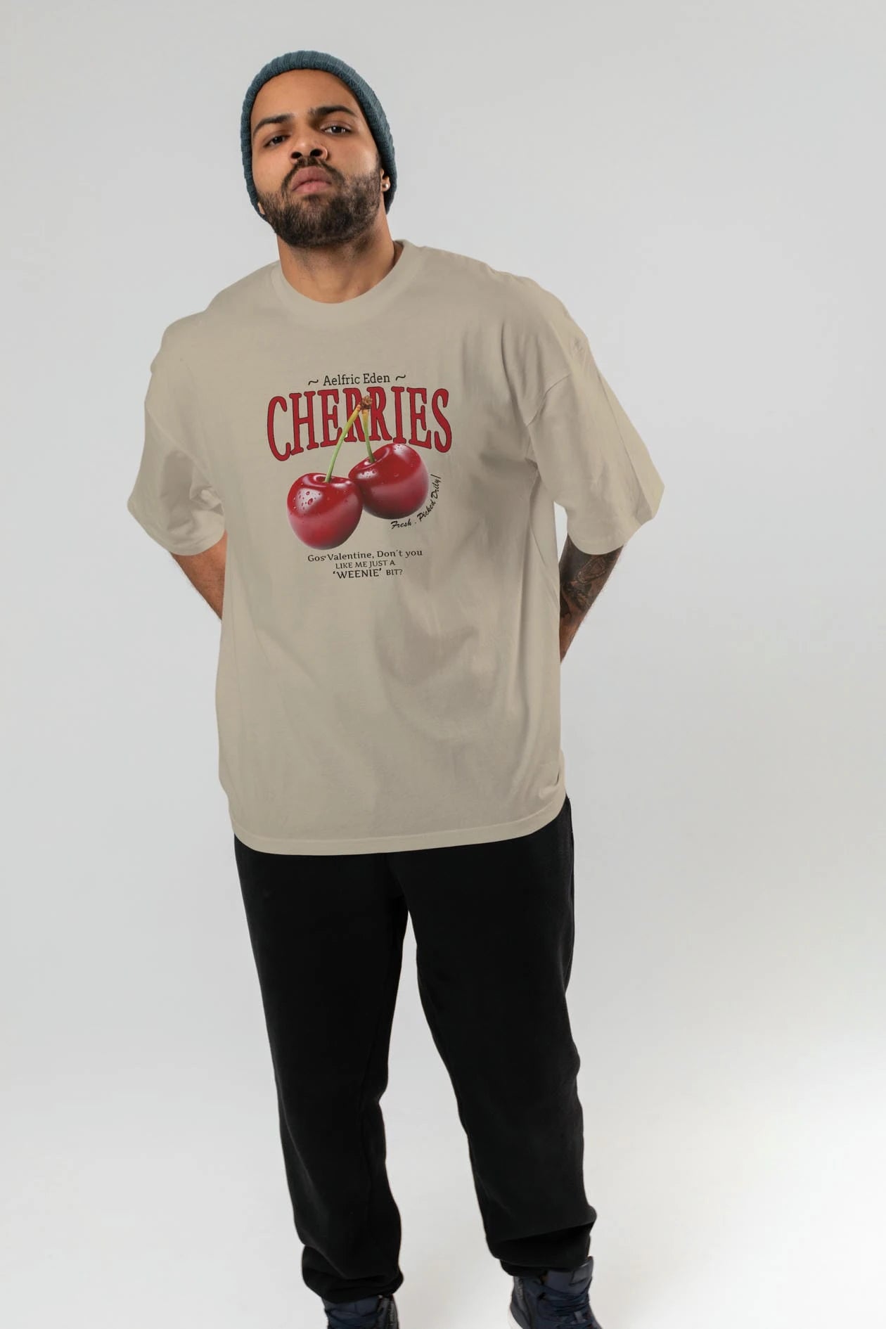 Cherry Cherries Ön Baskılı Oversize t-shirt Erkek Kadın Pamuk Bisiklet Yaka tişort