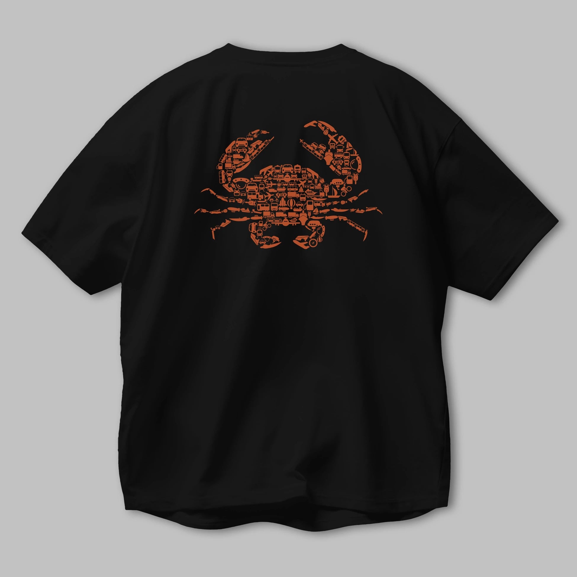 Crab Arka Baskılı Oversize t-shirt %100 pamuk Erkek Kadın Unisex