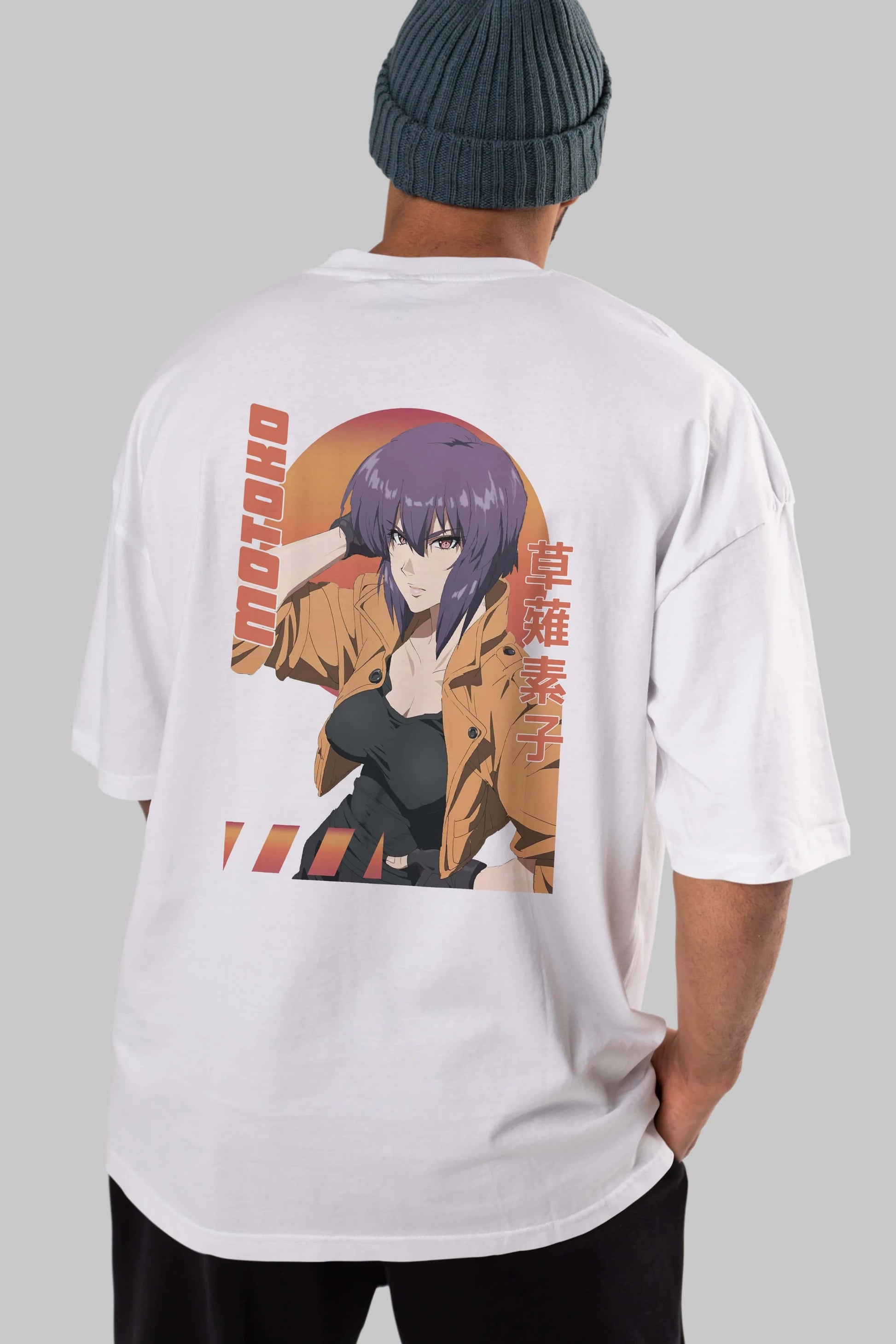 Motoko Kusanagi 9 Anime Arka Baskılı Oversize t-shirt Erkek Kadın Unisex
