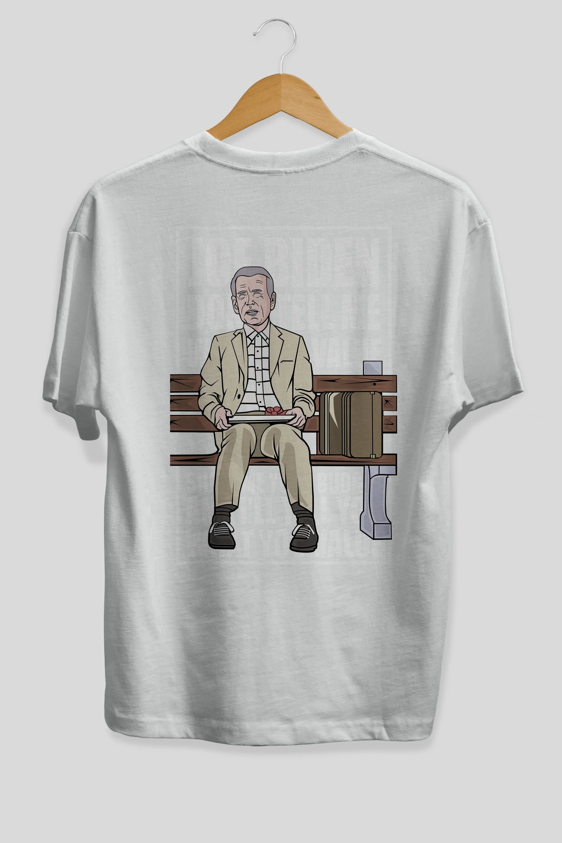 Joe Biden Forest Gump Arka Baskılı Oversize t-shirt Erkek Kadın Unisex %100 Pamuk tişort
