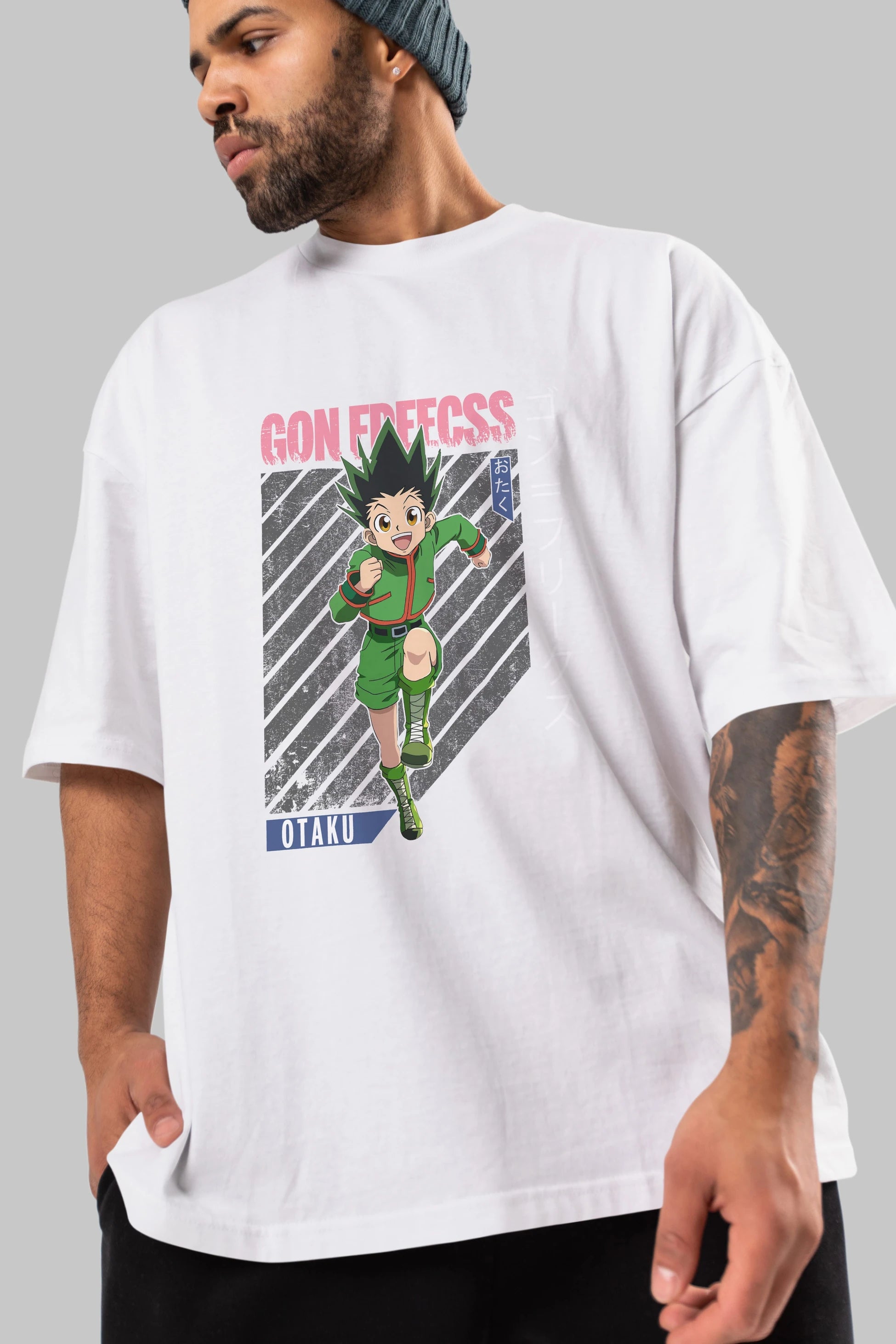 Gon Freecss HUNTER X HUNTER Anime Ön Baskılı Oversize t-shirt %100 pamuk Erkek Kadın Unisex