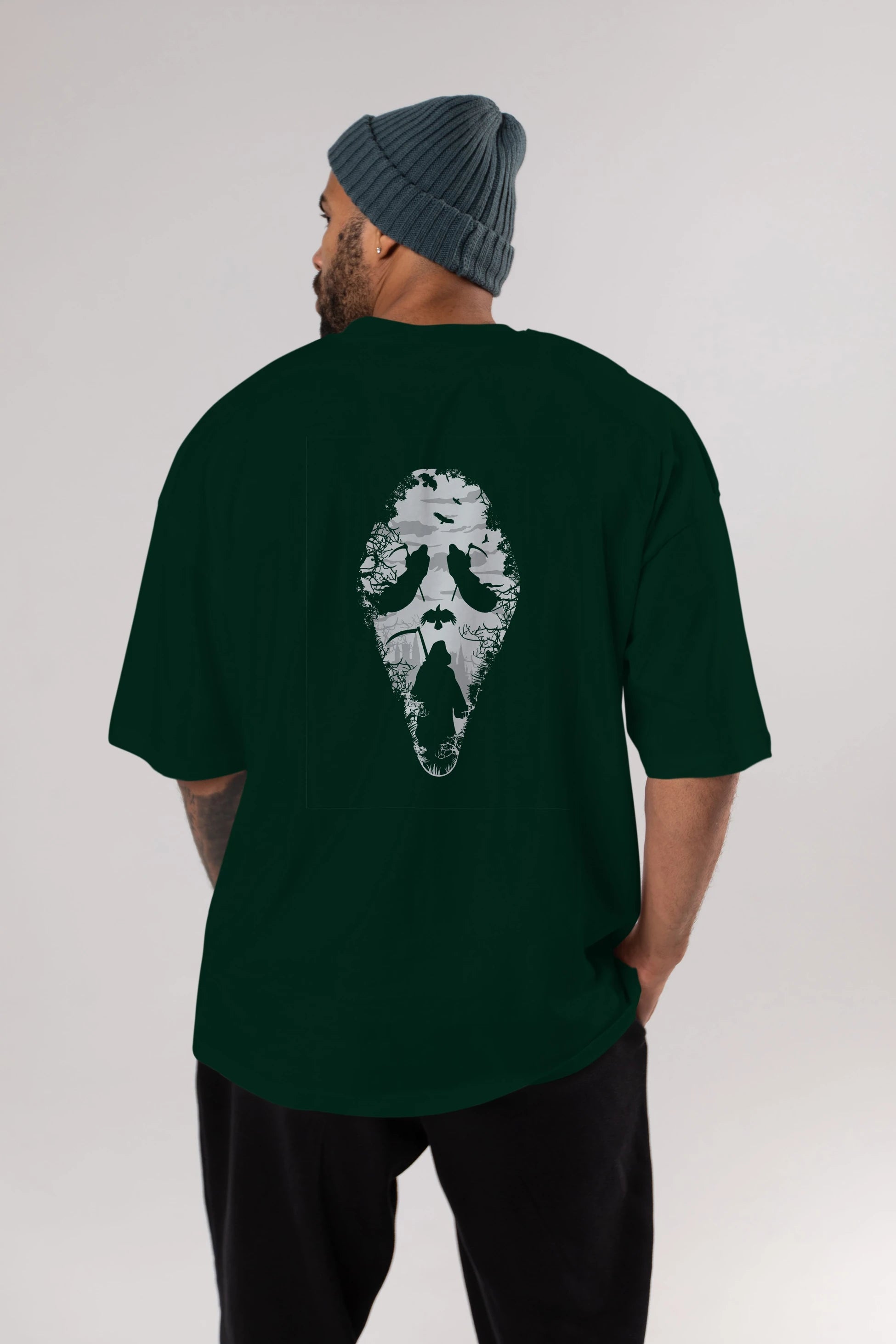 Reaper Scream Arka Baskılı Oversize t-shirt %100 pamuk Erkek Kadın Unisex