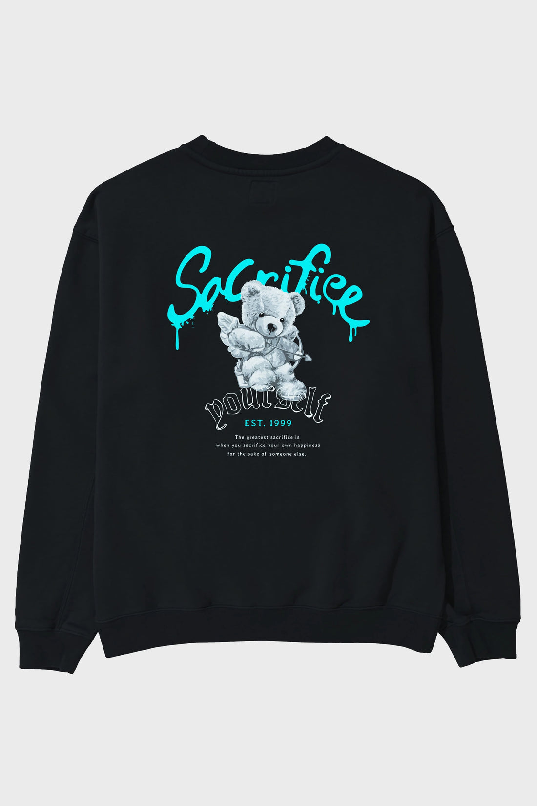 Sacrifice Yourself Bear Arka Baskılı Oversize Sweatshirt Erkek Kadın Unisex