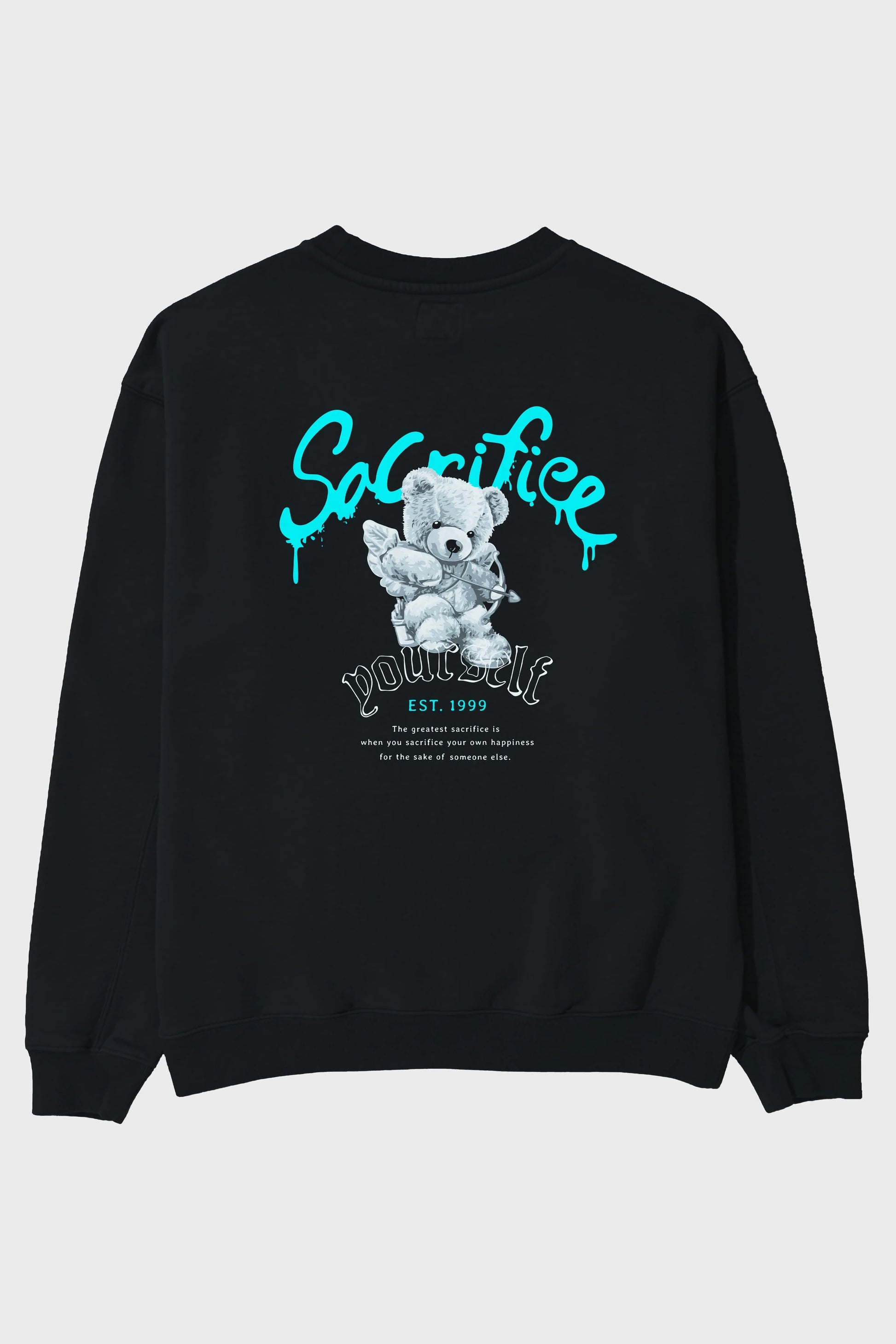 Sacrifice Yourself Bear Arka Baskılı Oversize Sweatshirt Erkek Kadın Unisex