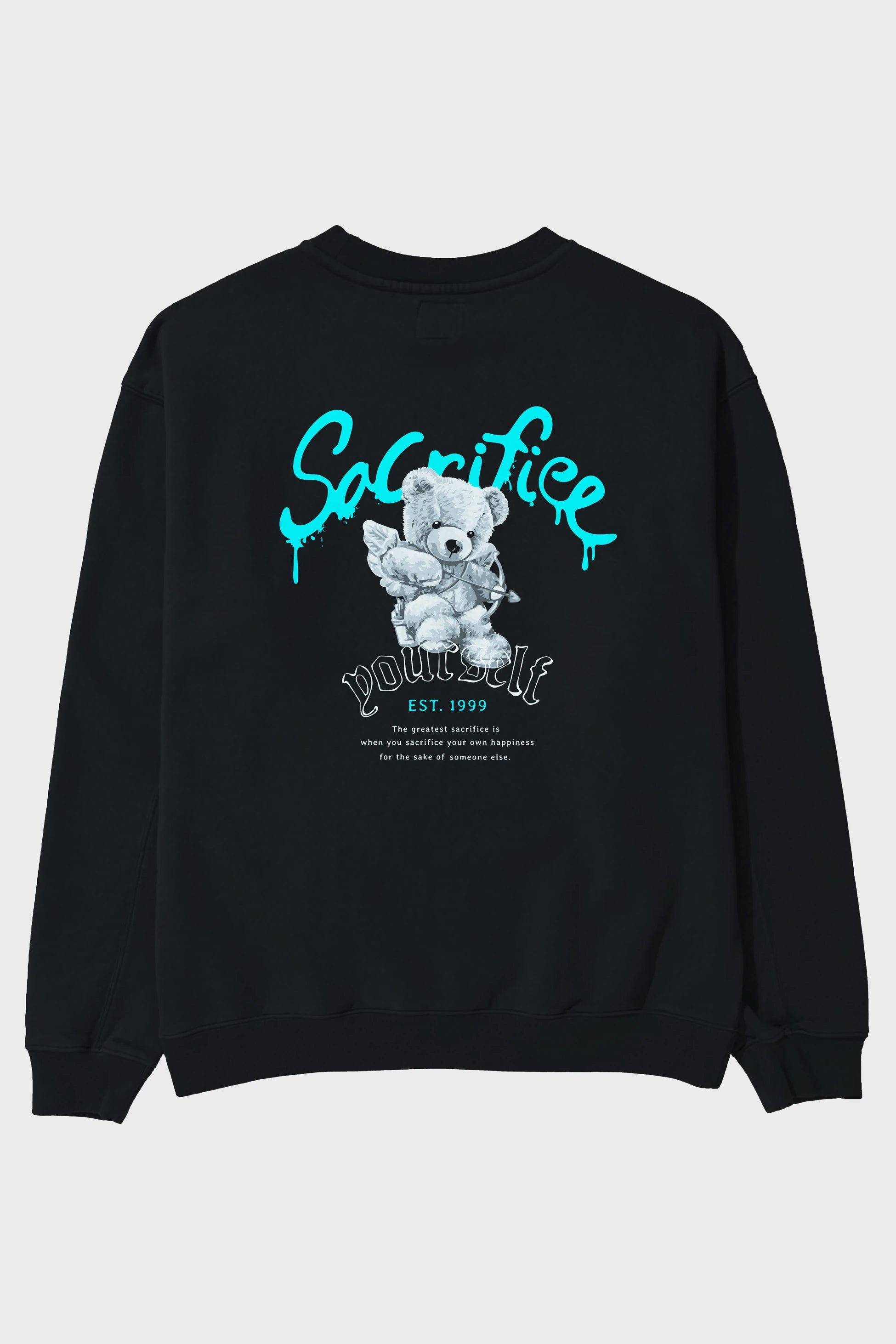 Sacrifice Yourself Bear Arka Baskılı Oversize Sweatshirt Erkek Kadın Unisex