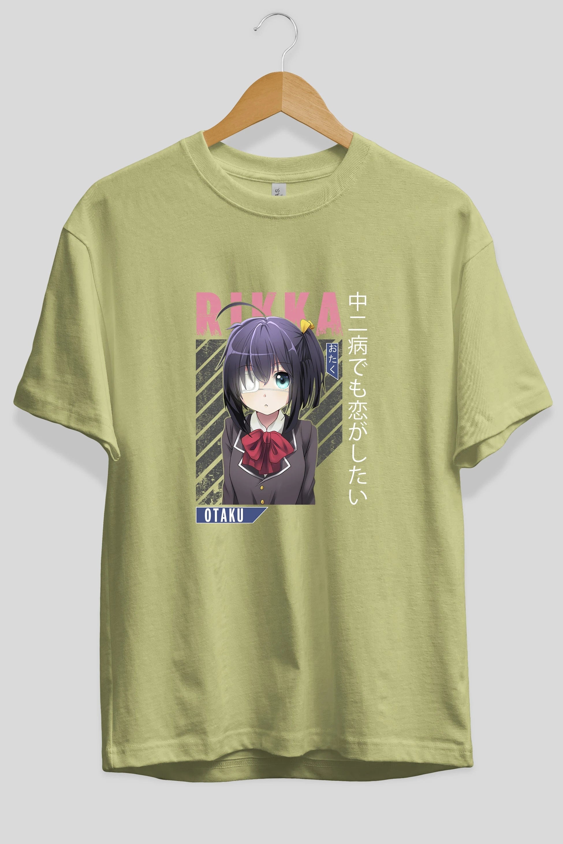 Rikka Takanashi 9 Anime Ön Baskılı Oversize t-shirt %100 pamuk Erkek Kadın Unisex
