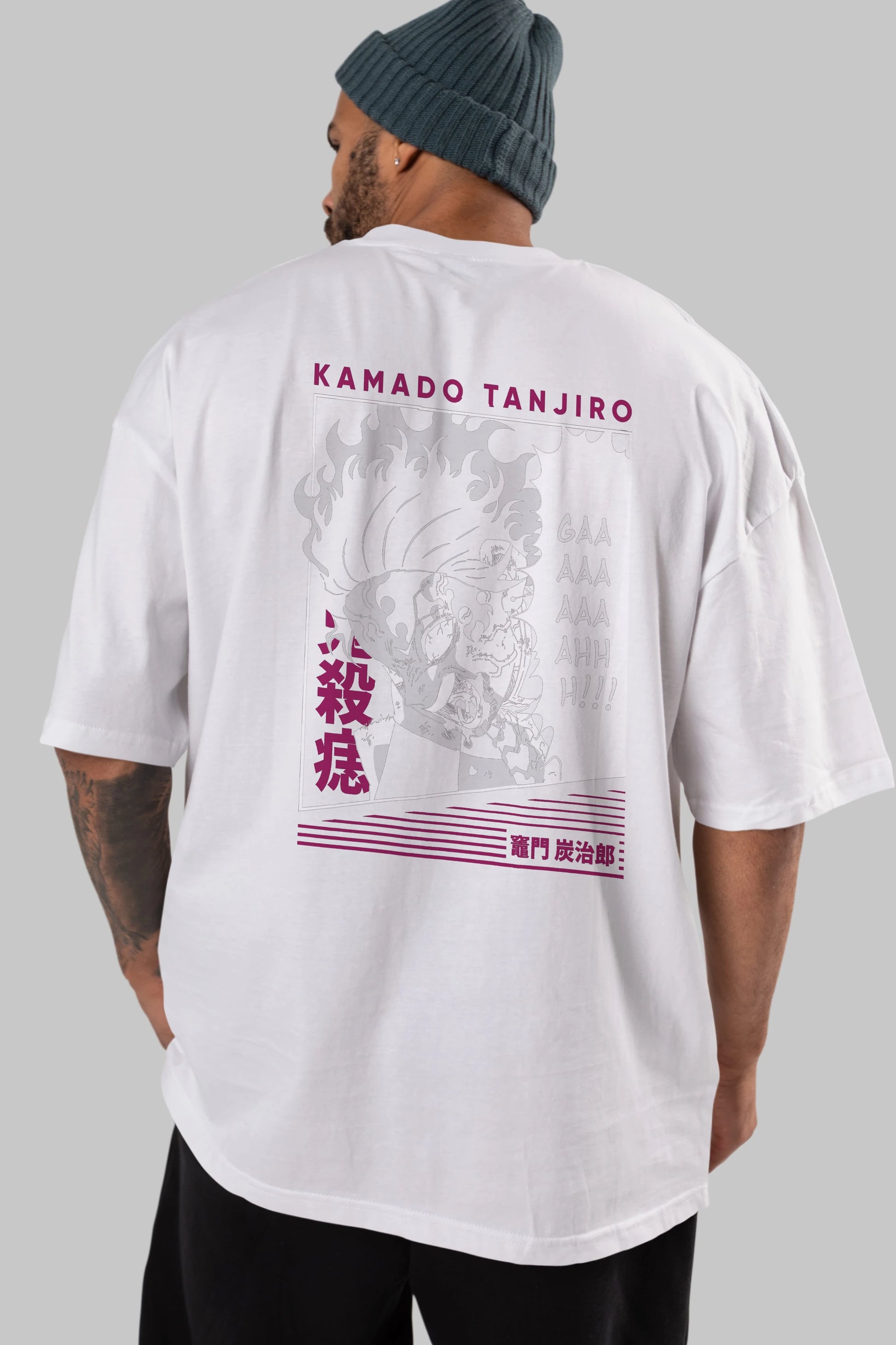 TANJIRO KAMADO 3 Anime Arka Baskılı Oversize t-shirt Erkek Kadın Unisex