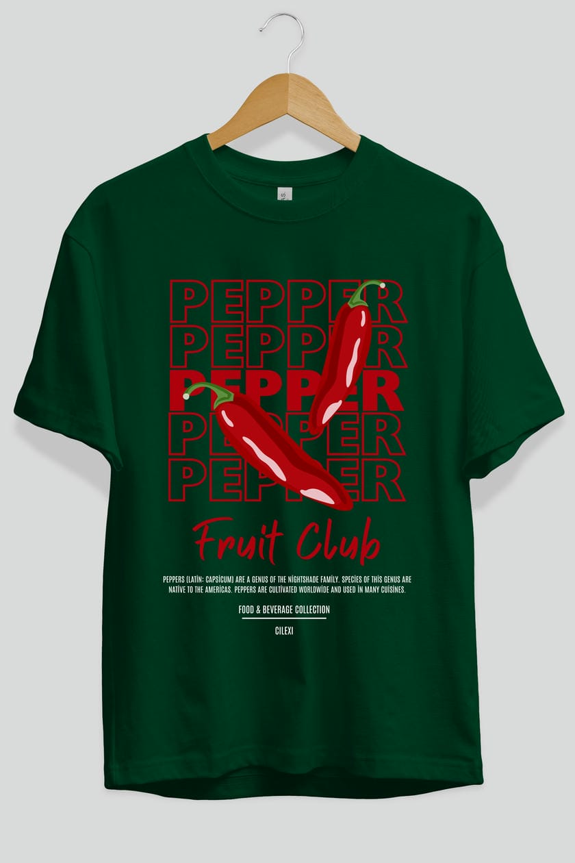 Pepper Ön Baskılı Oversize t-shirt Erkek Kadın Pamuk Bisiklet Yaka tişort